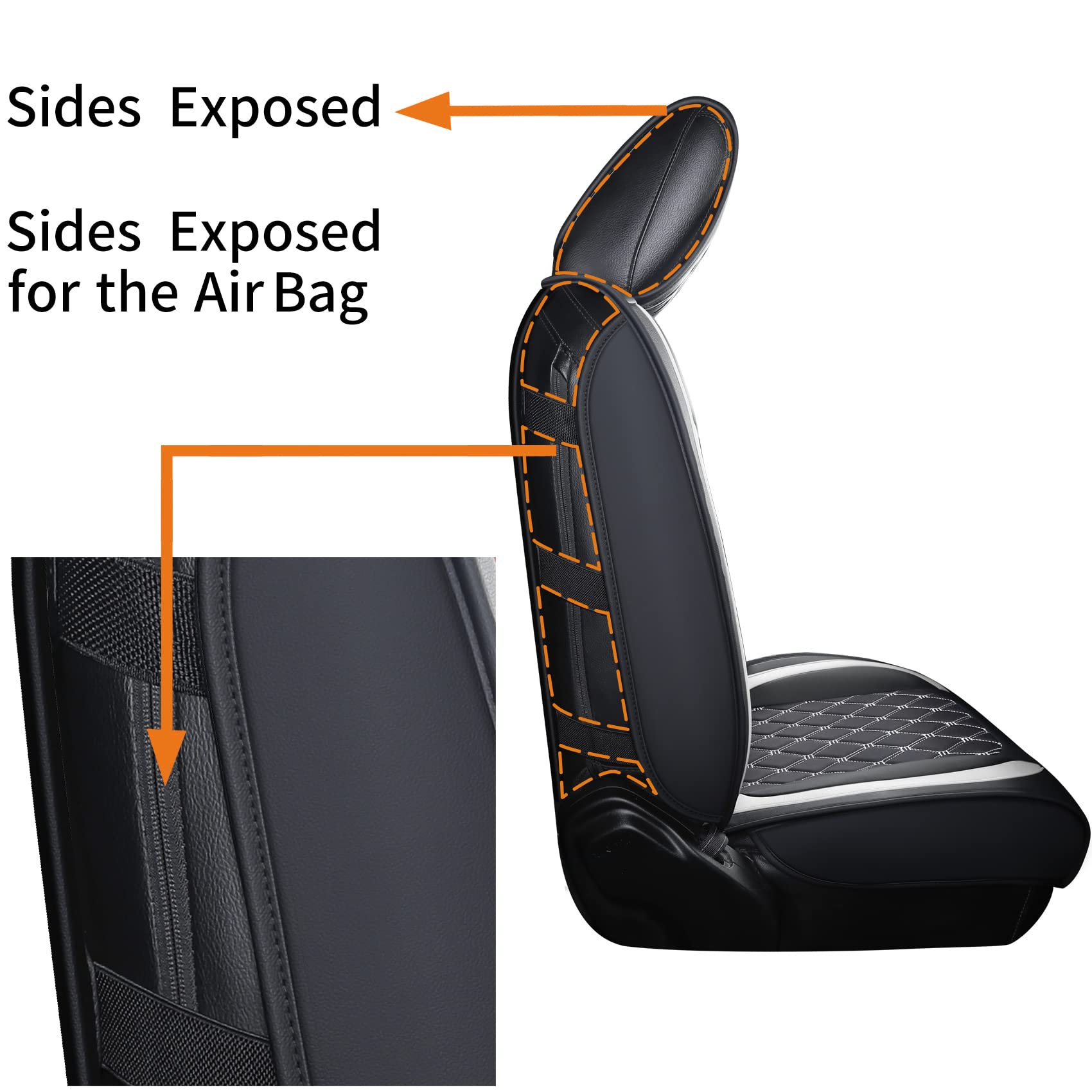 Aierxuan Jeep Wrangler JK JL 4-Door Seat Covers, Waterproof Faux Leather, Black, Full Set (2007-2023 Unlimited X Rubicon Sahara)