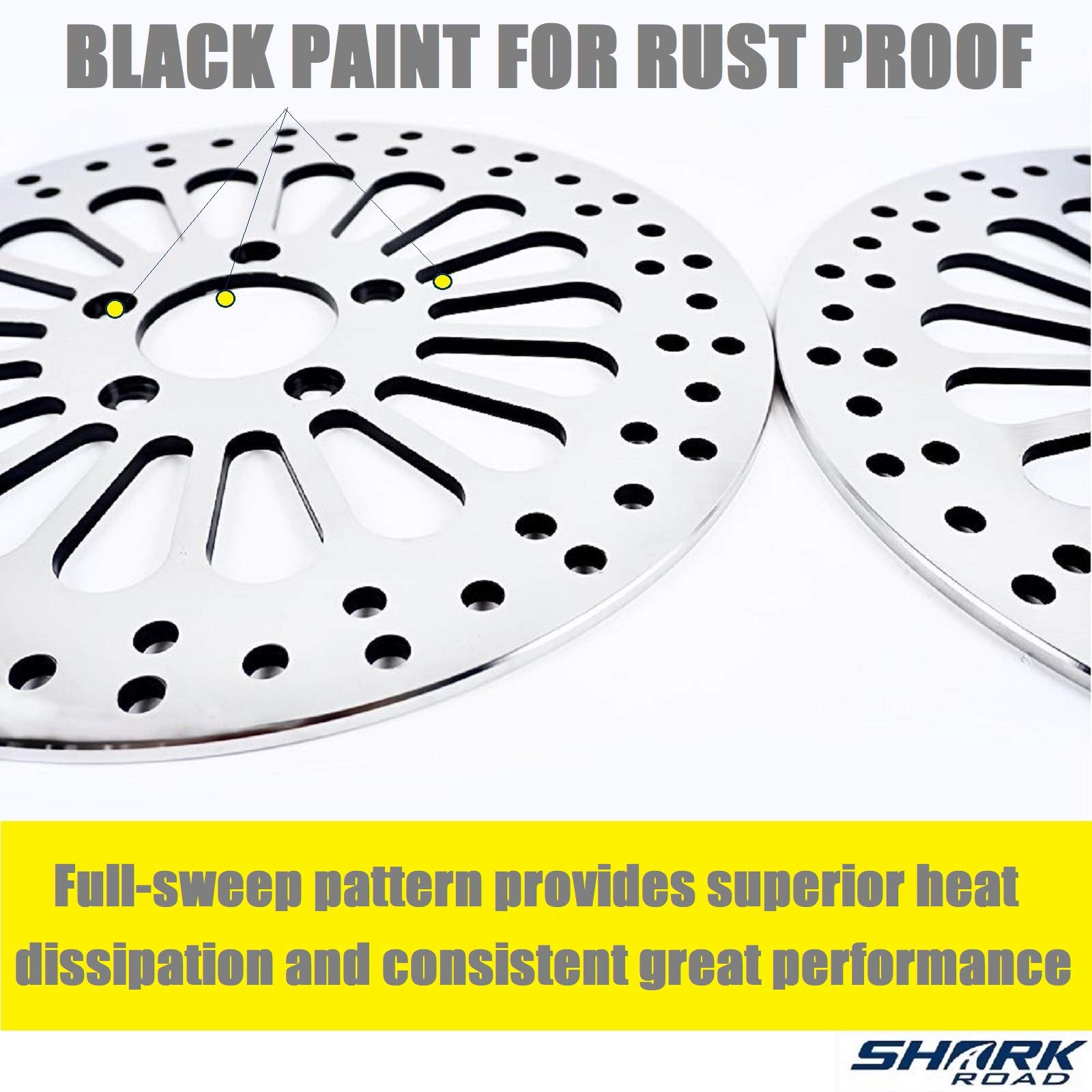 Sharkroad 1 Piece Rear Rotor For Harley Davidson Brake Parts Upgrade, Suit For Touring Sportster Softail Dyna 11.5'' Rear Brake