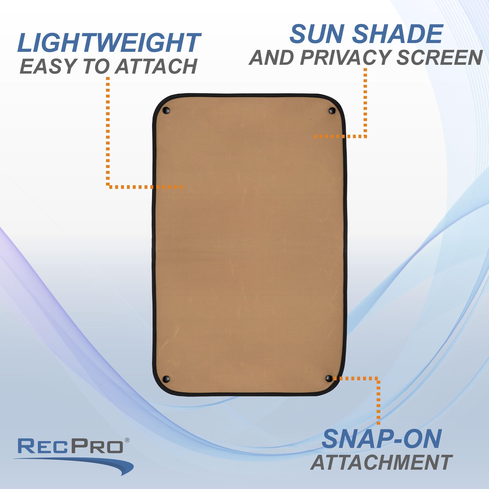 Recpro Rv Entry Door Window Shade Sunshade Camper Privacy Entrance Sun Blackout Fabric 16'' X 24'' (Tan)