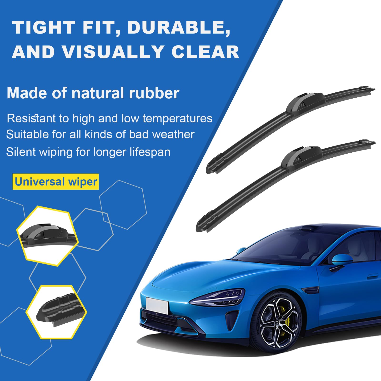 Simpwibld Wiper Blades,Premium All-Seasons Durable Stable And Quiet Oem Quality J Hook Front Windshield Wipers 22''+22'' (Set Of
