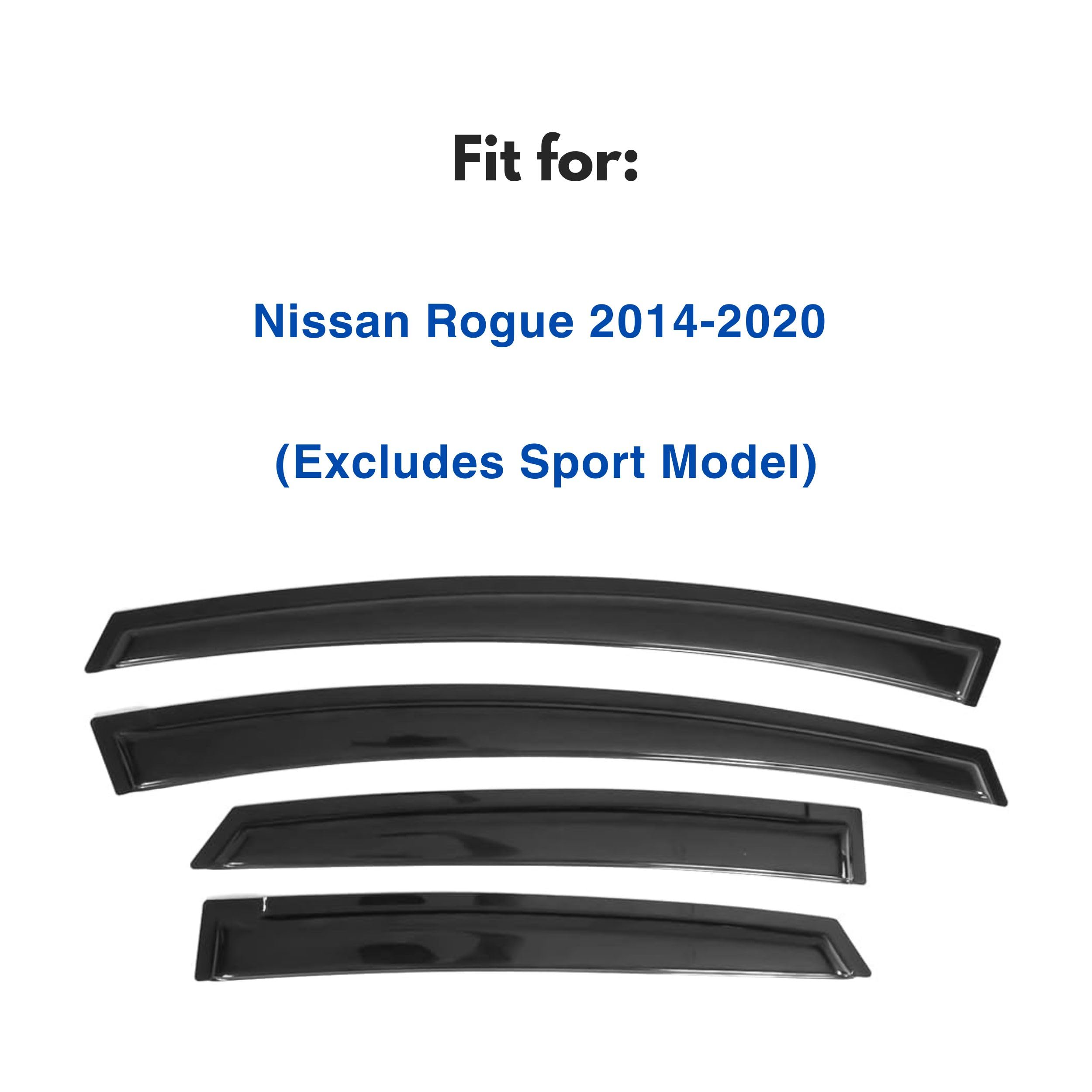 Ig Window Visor For Nissan Rogue 2014-2020 (Excludes Sport Model), Rain Guard Tape-On Durable Sun Wind Side Vent Window Deflecto