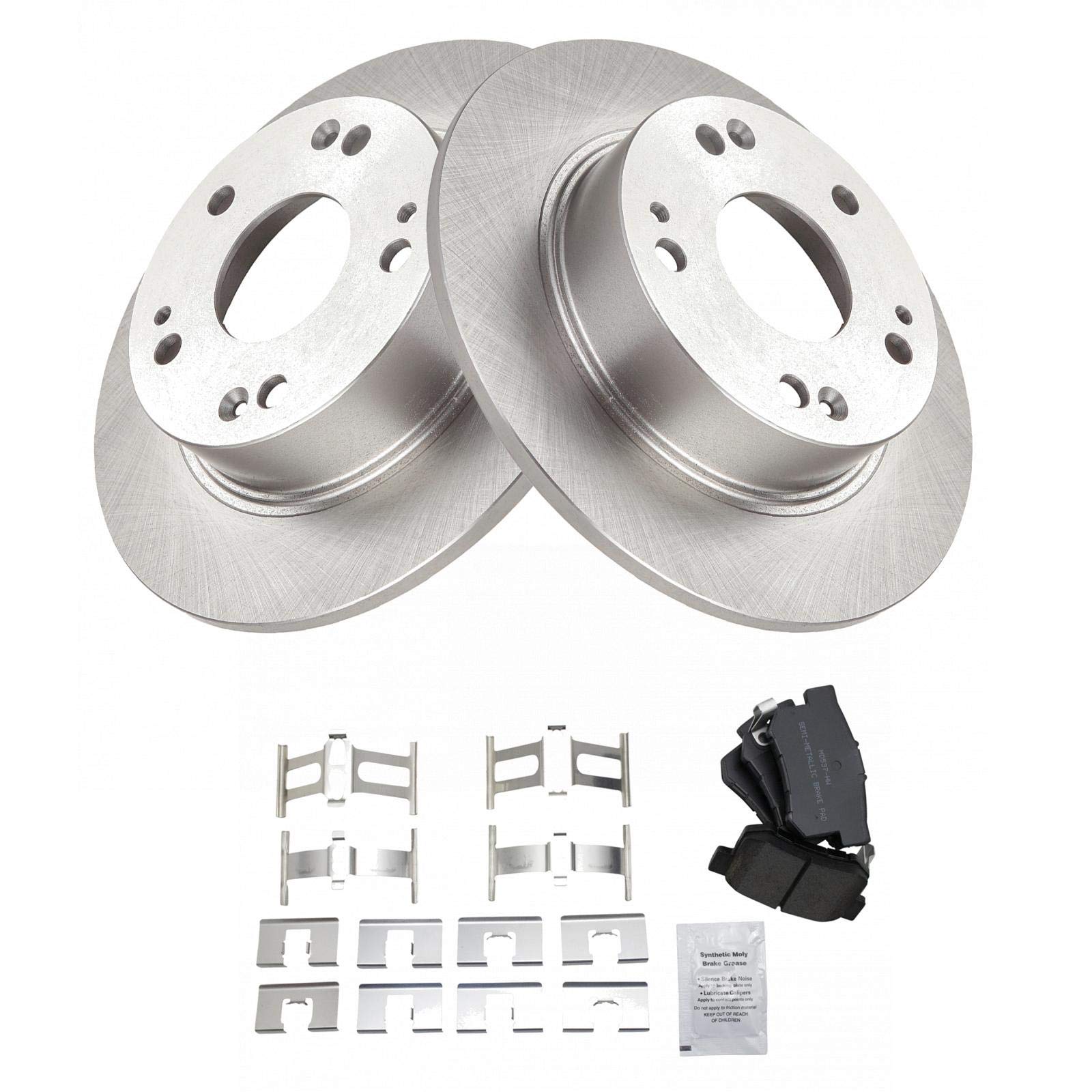 Trq Rear Brake Pad & Rotor Kit Brake Pads Brake Rotor Semi-Metallic Compatible With 2004-2008 Acura Tsx 2003-2007 Honda Accord