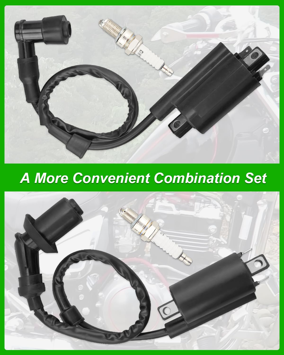 JUQAFY Ignition Coil Kit for Kaws-ki Mule 2510 3010 4000 4010, Replaces 21121-2083, 21121-206