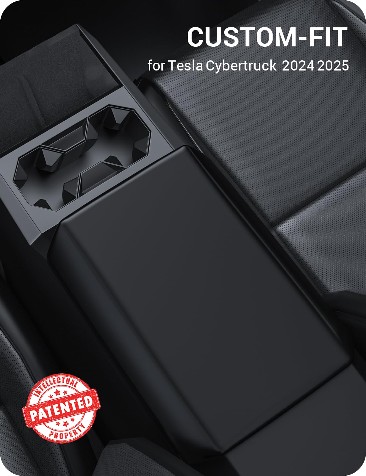 Basenor Armrest Cover For 2024 2025 Tesla Cybertruck Scratch Resistance Center Console Cover Non-Slip Arm Rest Protector Cybertr