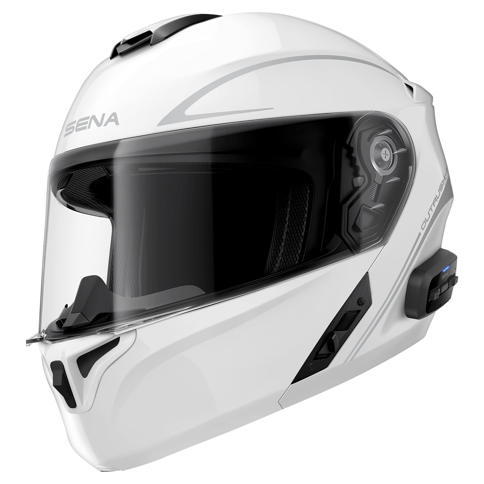 Sena Outrush R Bluetooth Modular Motorcycle Helmet With Intercom System (Gloss White, Xx-Large), Discontinued