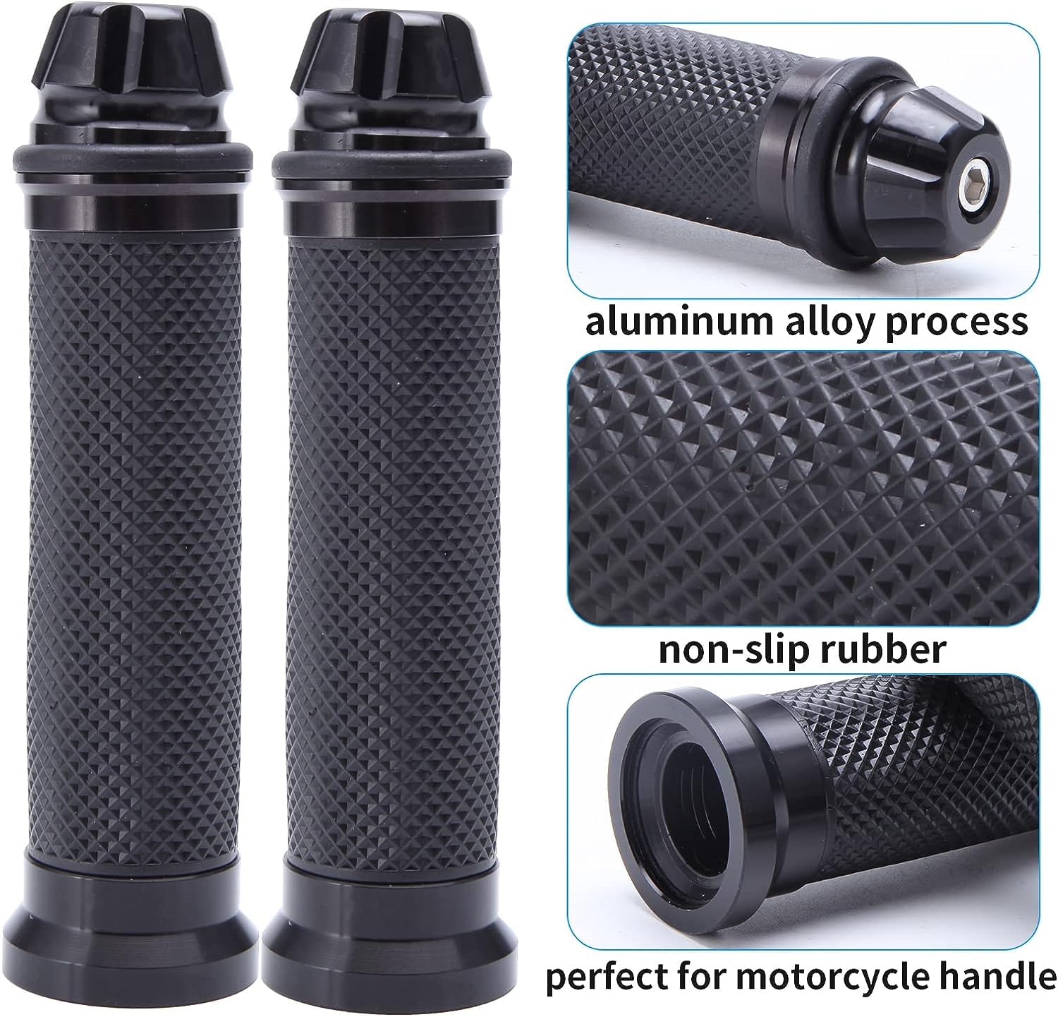 Custom Motorcycle Sport Bike Cnc Aluminum 7/8'' 22Mm Handlebar Rubber Gel Hand Grips For Chopper Cruiser Bike