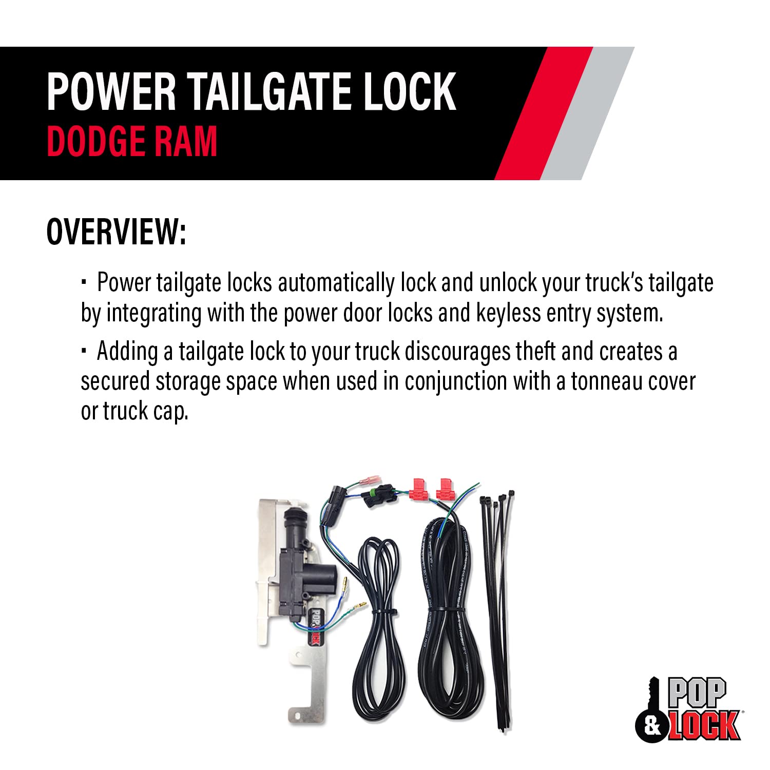 Pop & Lock Pl8340 Power Tailgate Lock For Dodge Ram Models 1500, 2500, And 3500