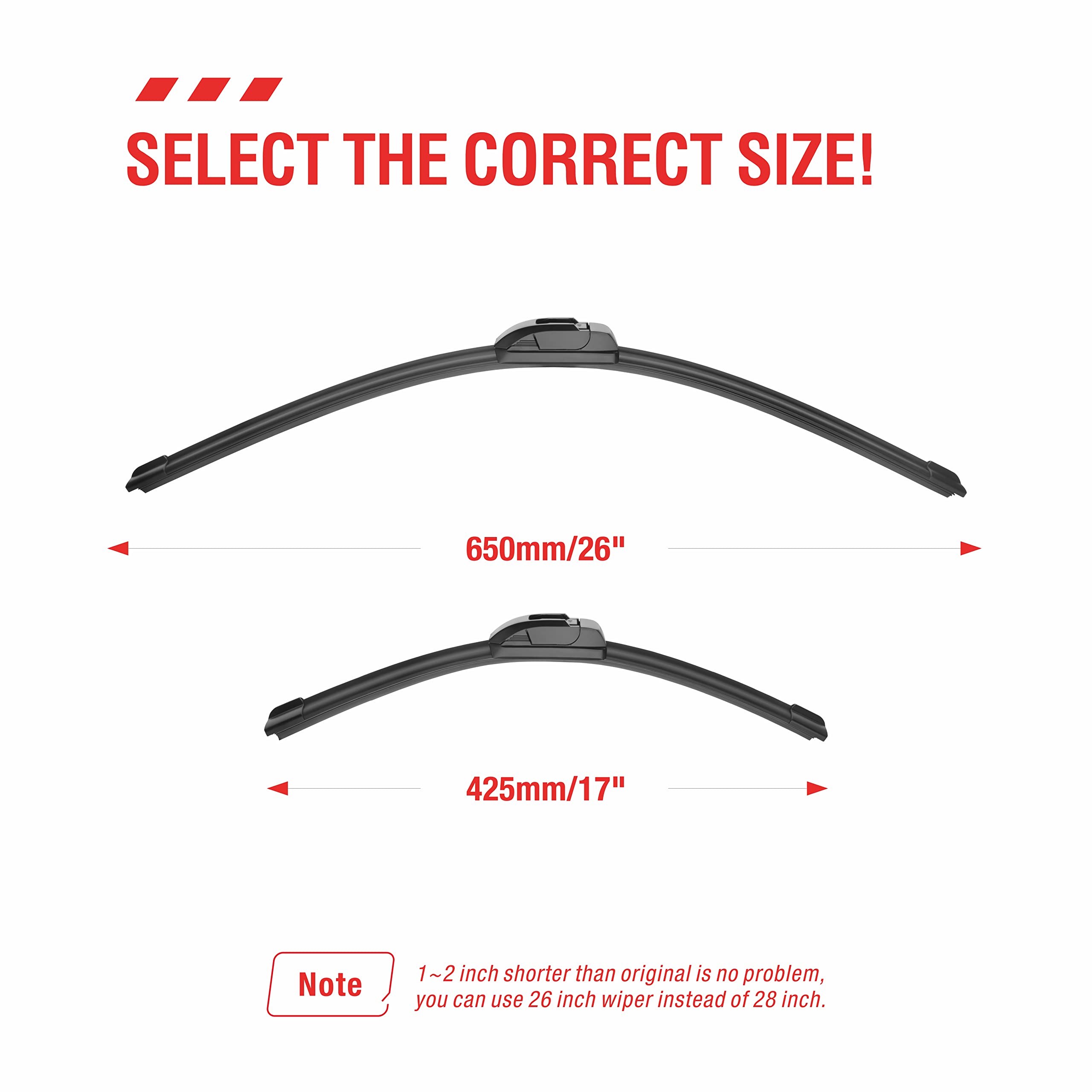Oem Quality Performance Premium Windshield Wiper Blades 26 And 17,All-Season Auto Replacement Wiper Blades,Fit Honda Cr-V 20-07,