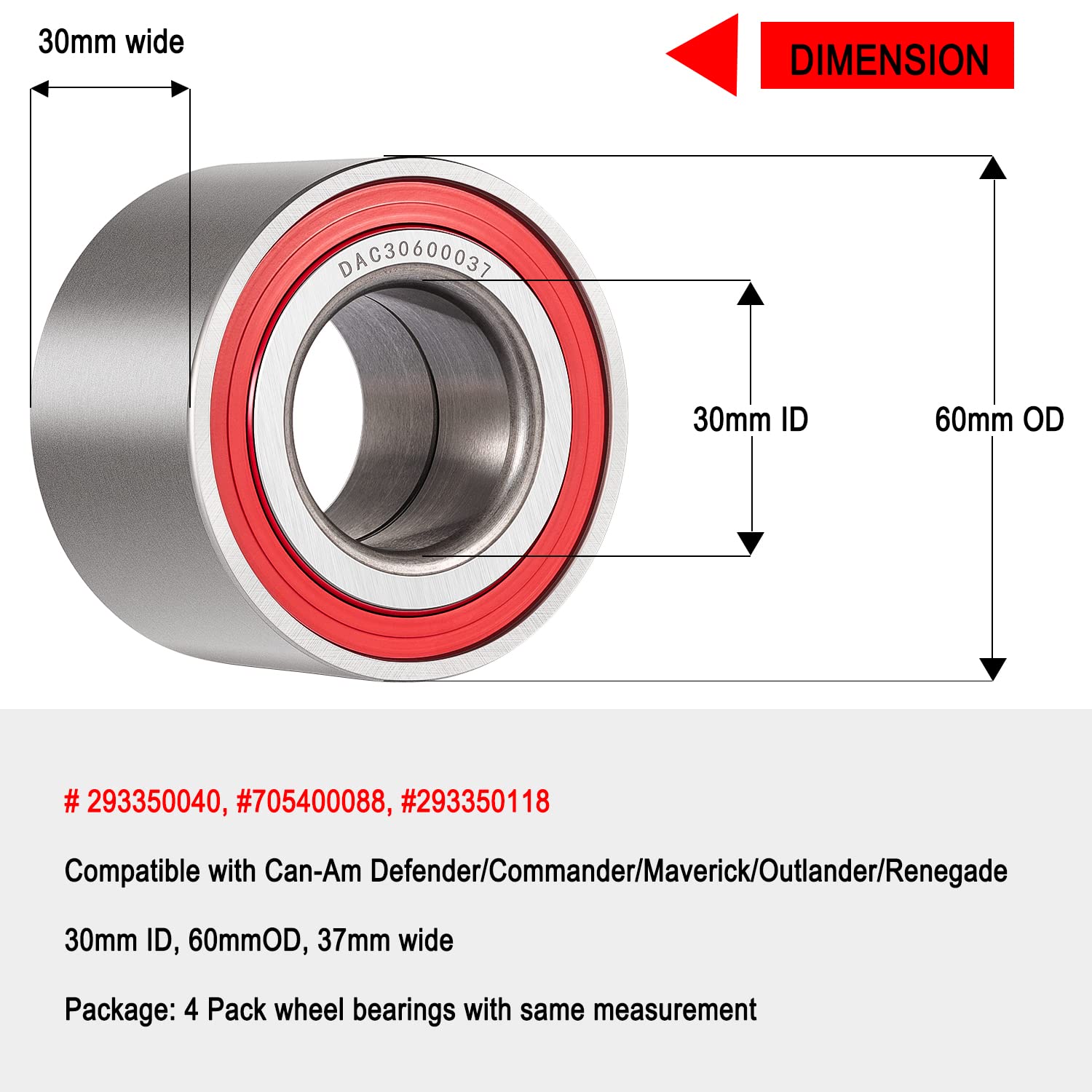 Camoo 6PCS Wheel Bearings Kit & Front Shaft Seal for Can-Am Defender/Commander/Maverick/Outlander/Renegade, High Carbon Steel