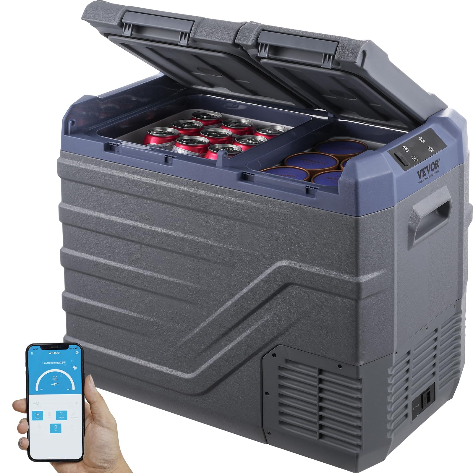 VEVOR Car Refrigerator, 12 Volt Car Refrigerator Fridge, 40 L Dual Zone Portable Freezer, -4?-68? Adjustable Range, 12/24V DC an
