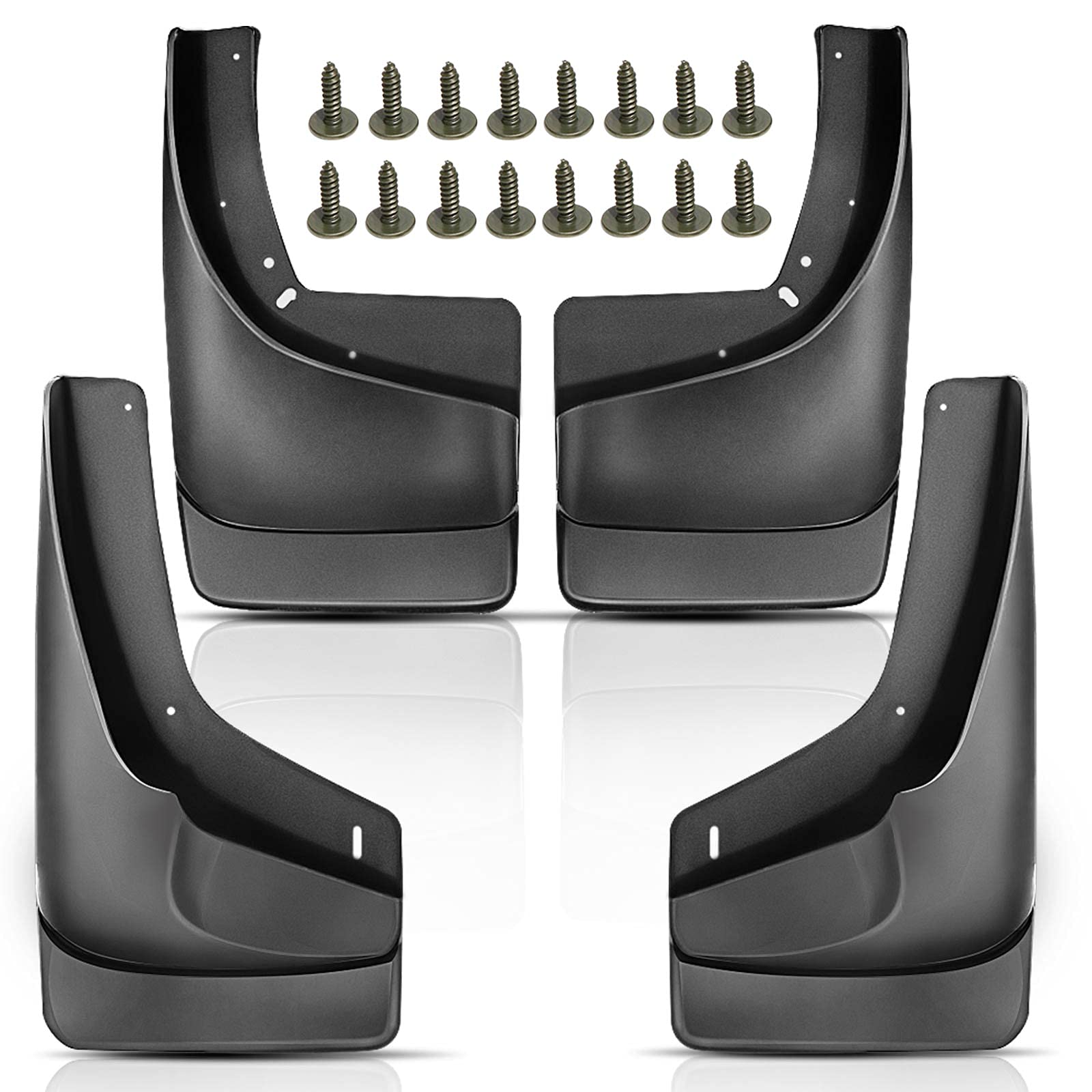 Yhtauto Set Of 4 Mud Flaps Splash Guards Accessories Replacement For Chevrolet Silverado 1500 2500 Hd 3500 Tahoe & Gmc Yukon Sierra, With Factory Fender Flares, Front And Rear Lh Rh, Black