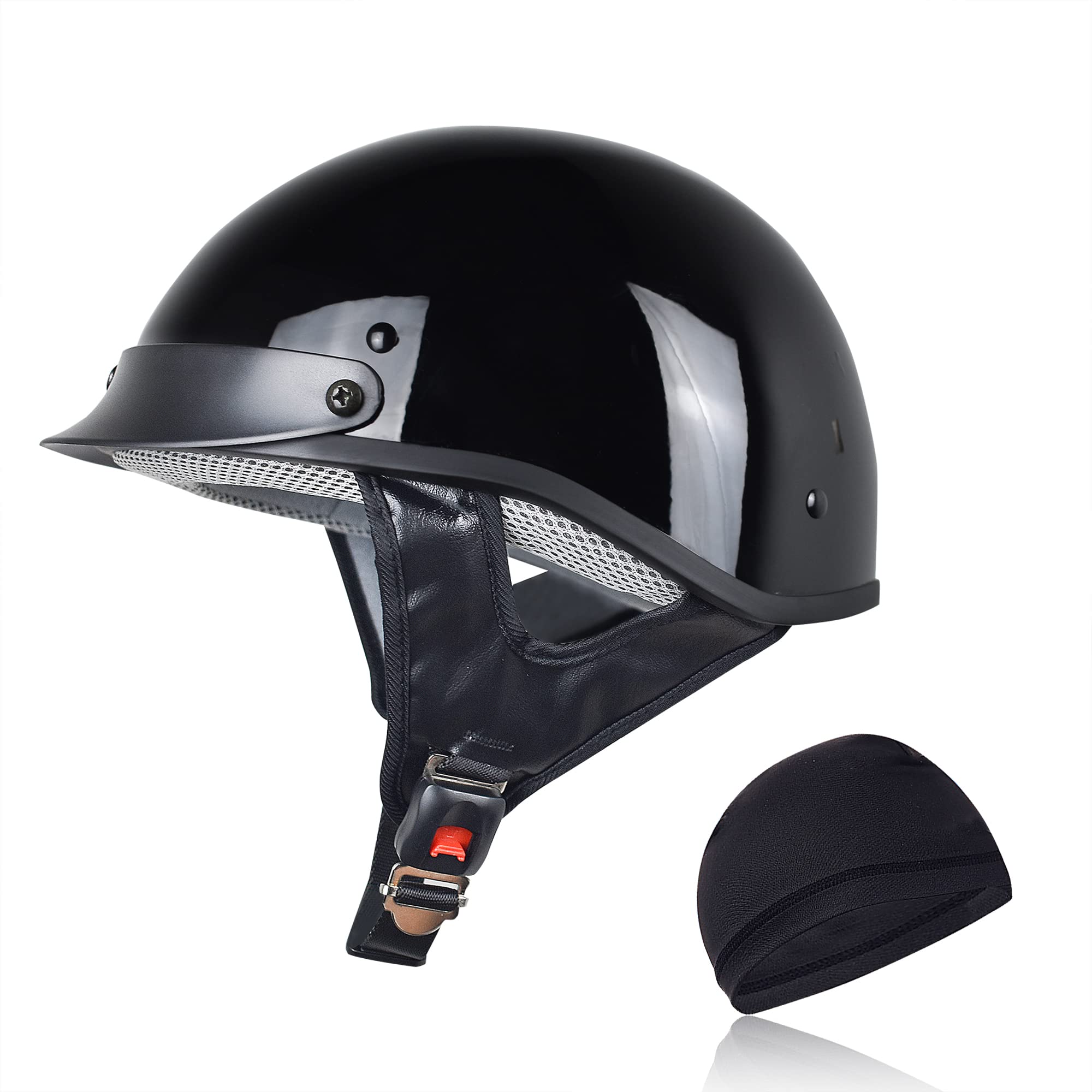 CHCYCLE Helmets for Adults Motorcycle Half Helmet Casco para Motocicleta for Women Men DOT Approved Cycling Motocross (Large, Br