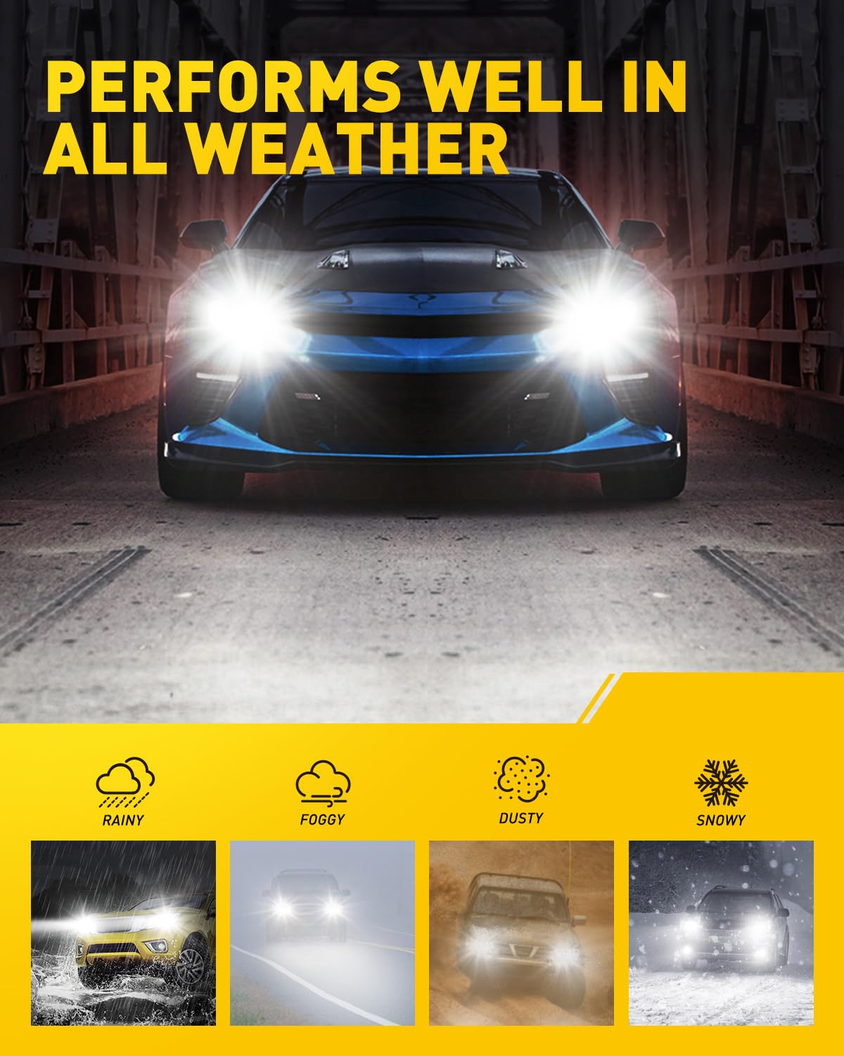 Auxito H1 Led Fog Light Bulb, 600% Brightness 6500K White, Csp Led Chips Fog Lamps Replacement, Play And Plug, Pack Of 2