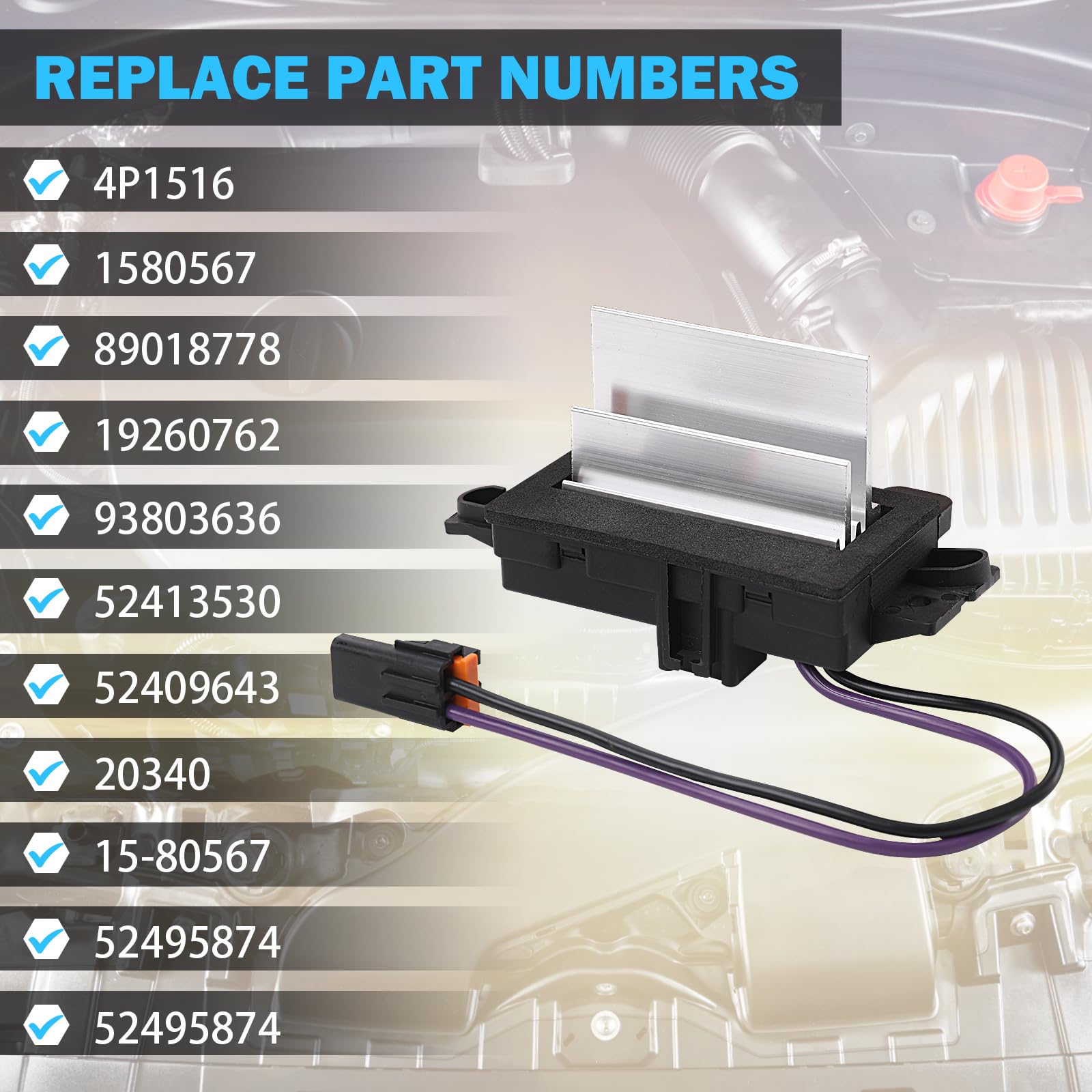 MNJWS AC Blower Motor Resistor Control Module for 2003-2007 Chevy, GMC, Cadillac - Model BMR-GM-009, Replaces 15-80567,