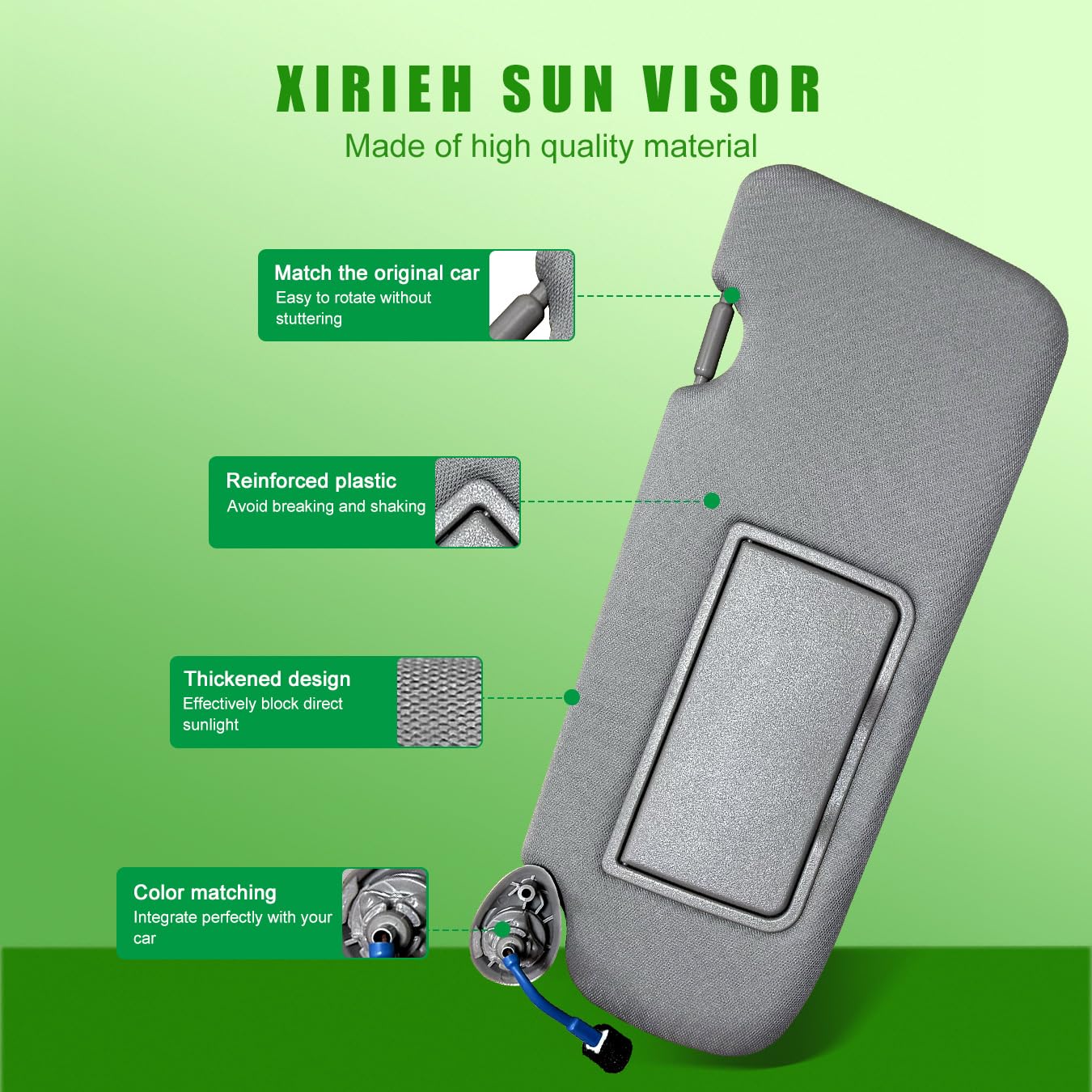 UMISHI Left Driver Side Sun Visor for Honda CRV 2017-2022, Grey, Plastic, with Vanity Light & Makeup Mirror, Model XIRIEH045