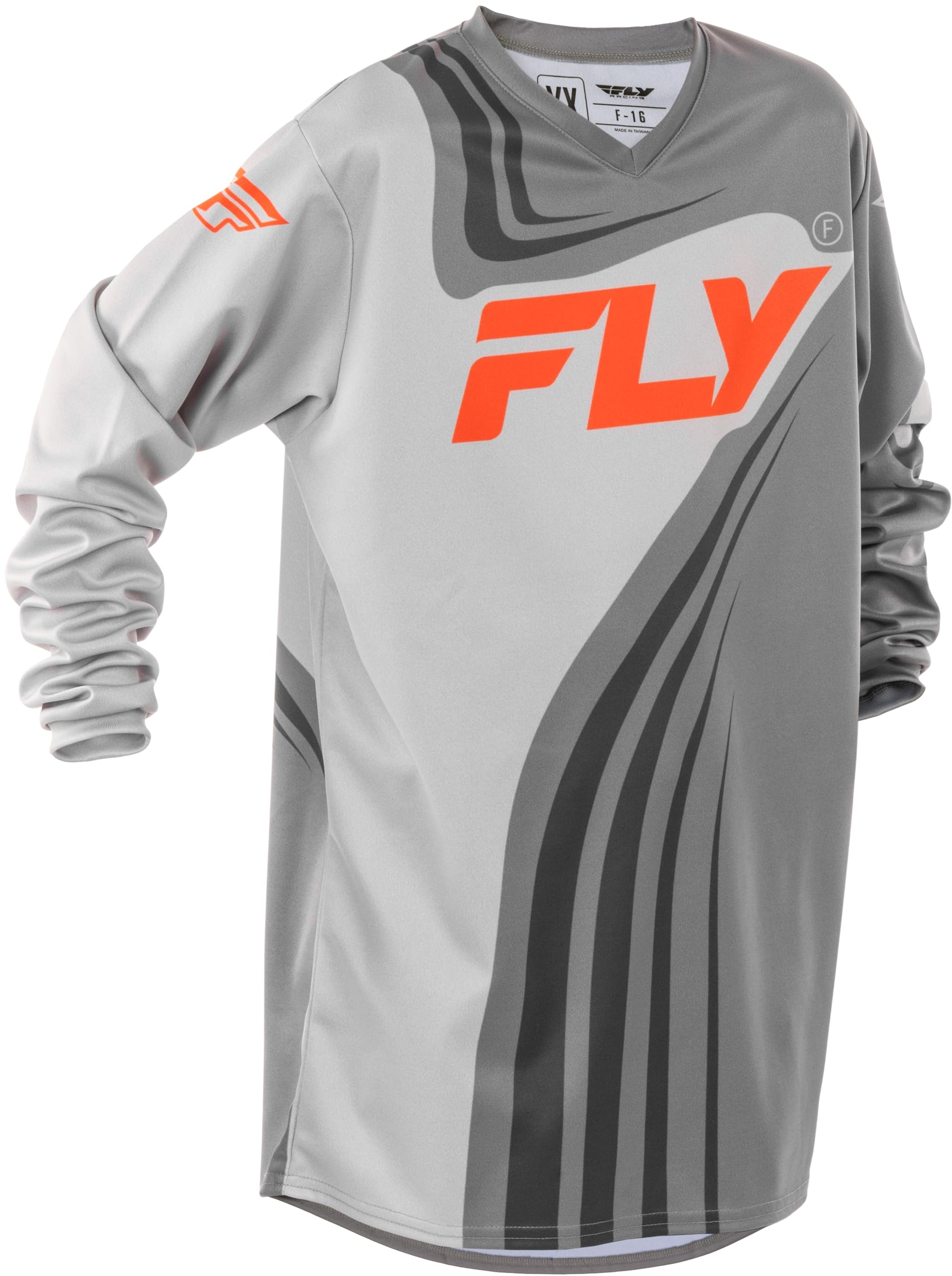 Fly Racing Youth F-16 Jersey (Grey/Orange, Youth X-Large)