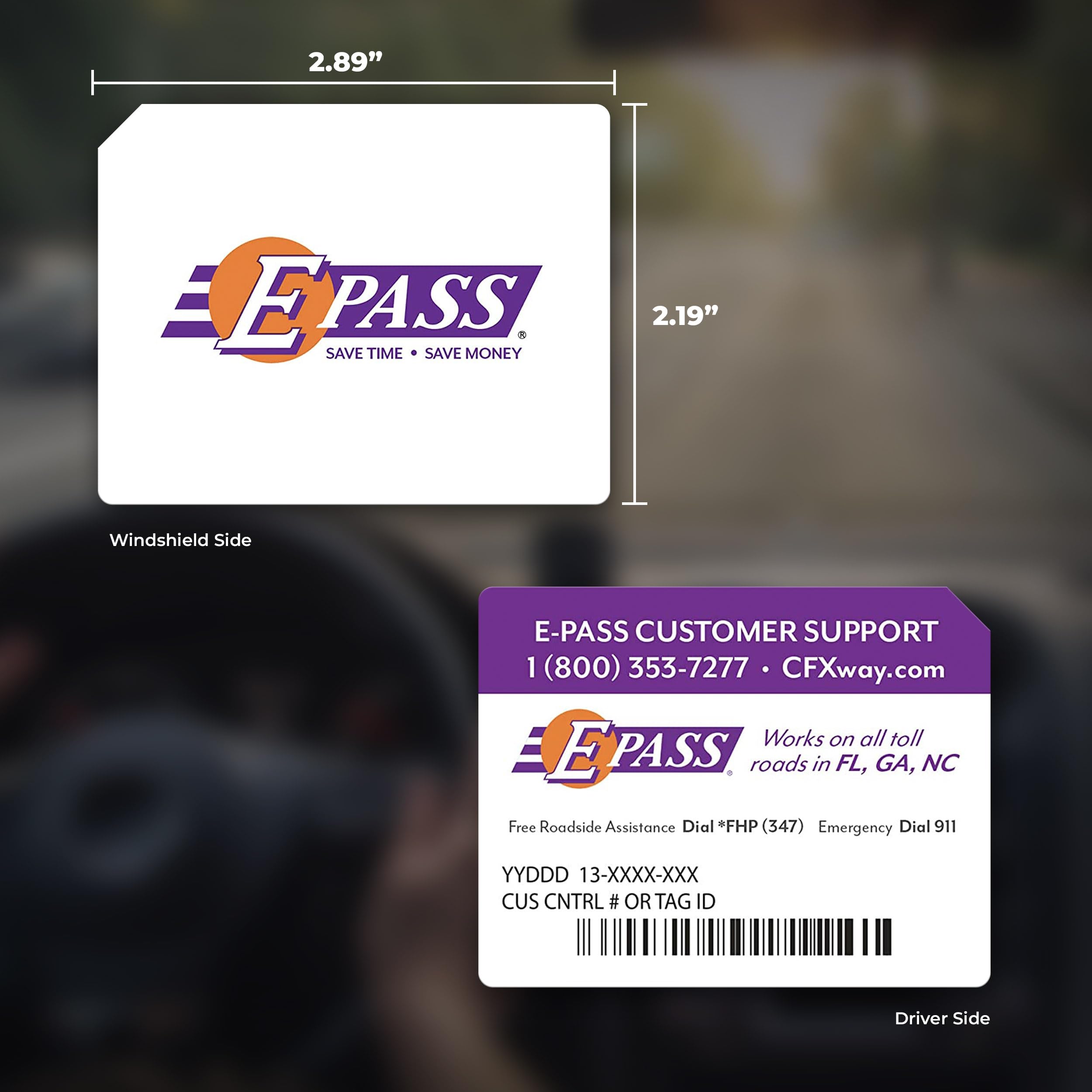 E-PASS Electronic Toll Sticker - Prepaid Toll Program for All Roads in FL, GA, NC
