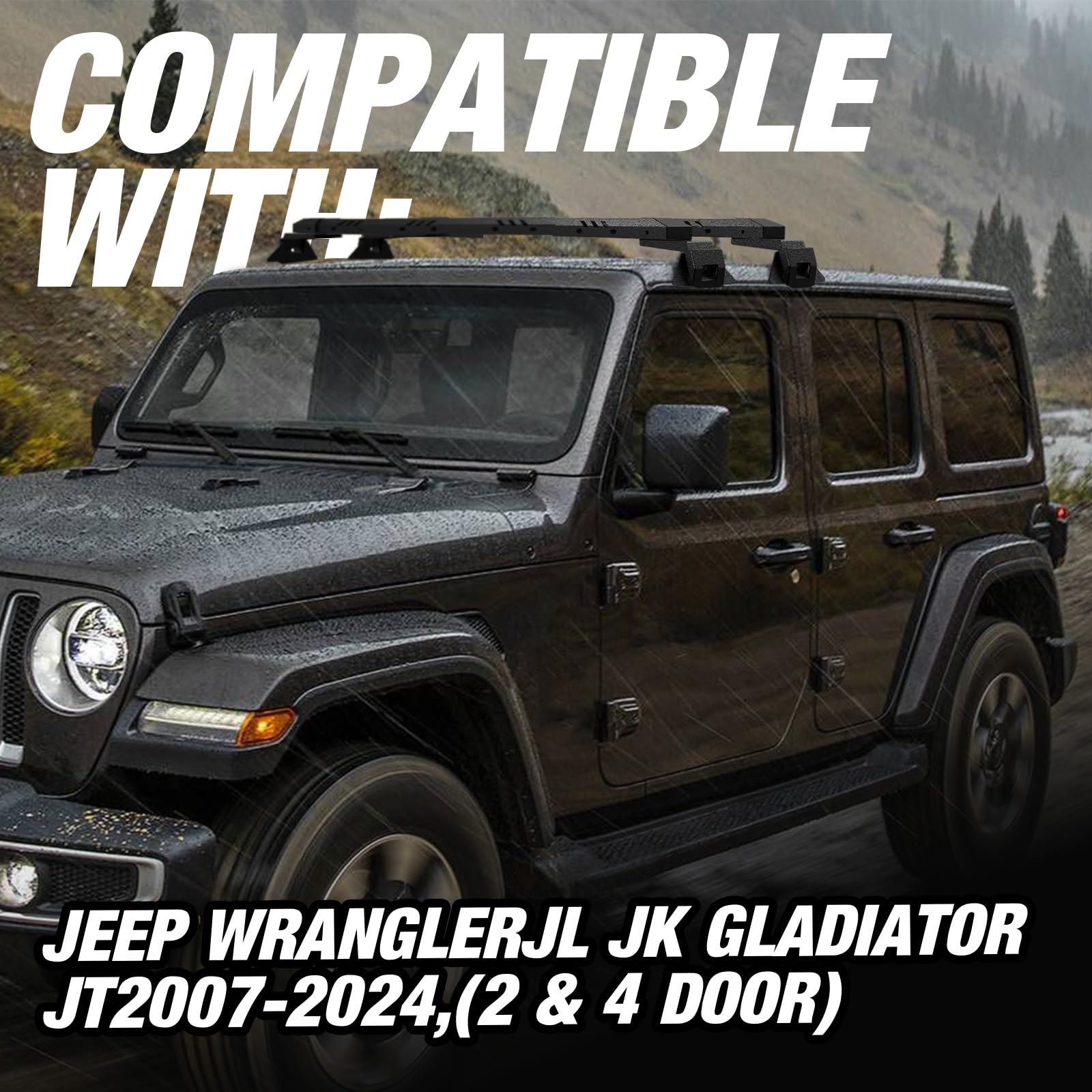XOOKUN Heavy Duty Roof Rack Cross Bars for Jeep Wrangler JL JK Gladiator JT, 420 lbs Capacity, Black Alloy Steel