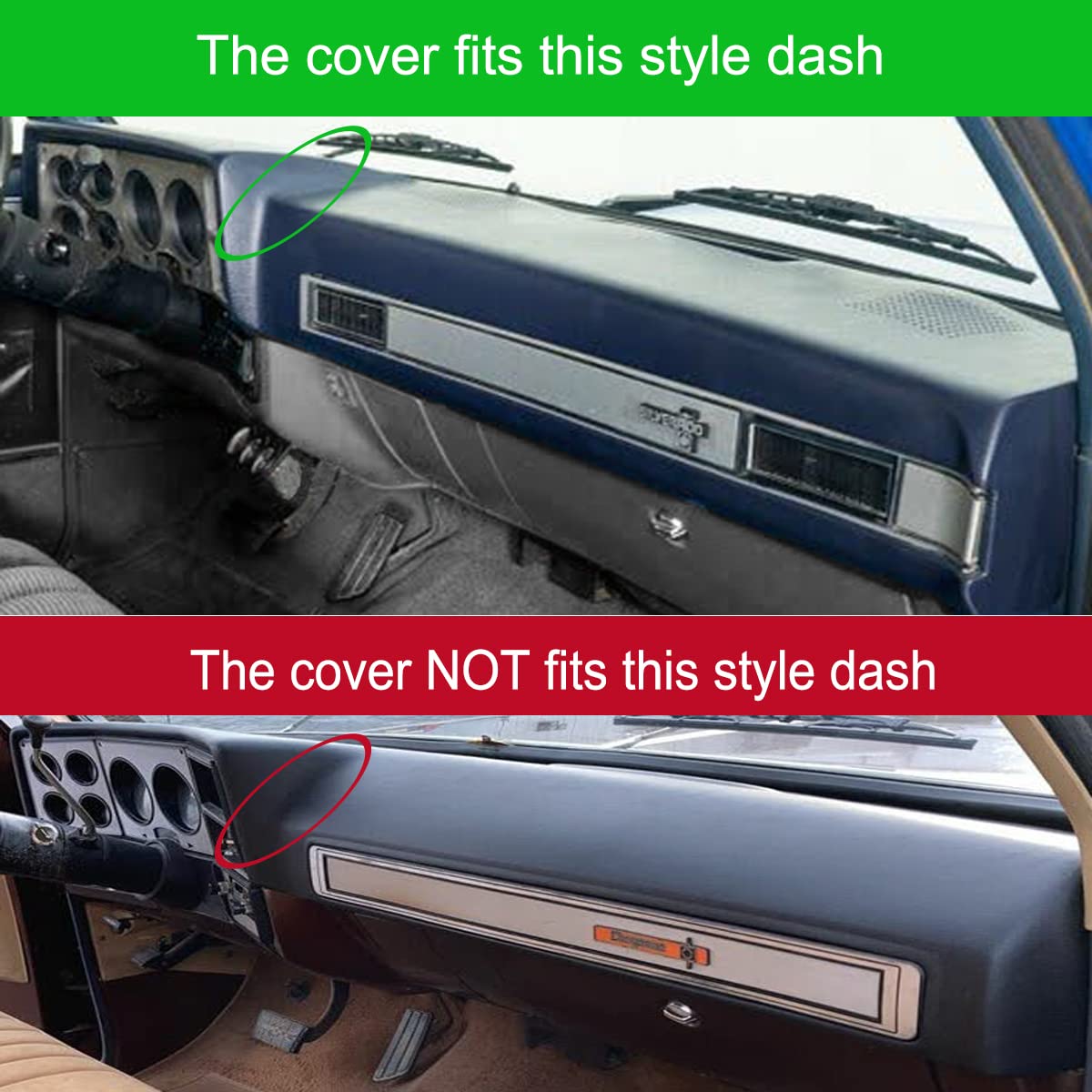 Yiz Dash Cover Mat for 1981-1991 Chevy C/K/R/V Series, Beige Polyester Protector, Customized Fit