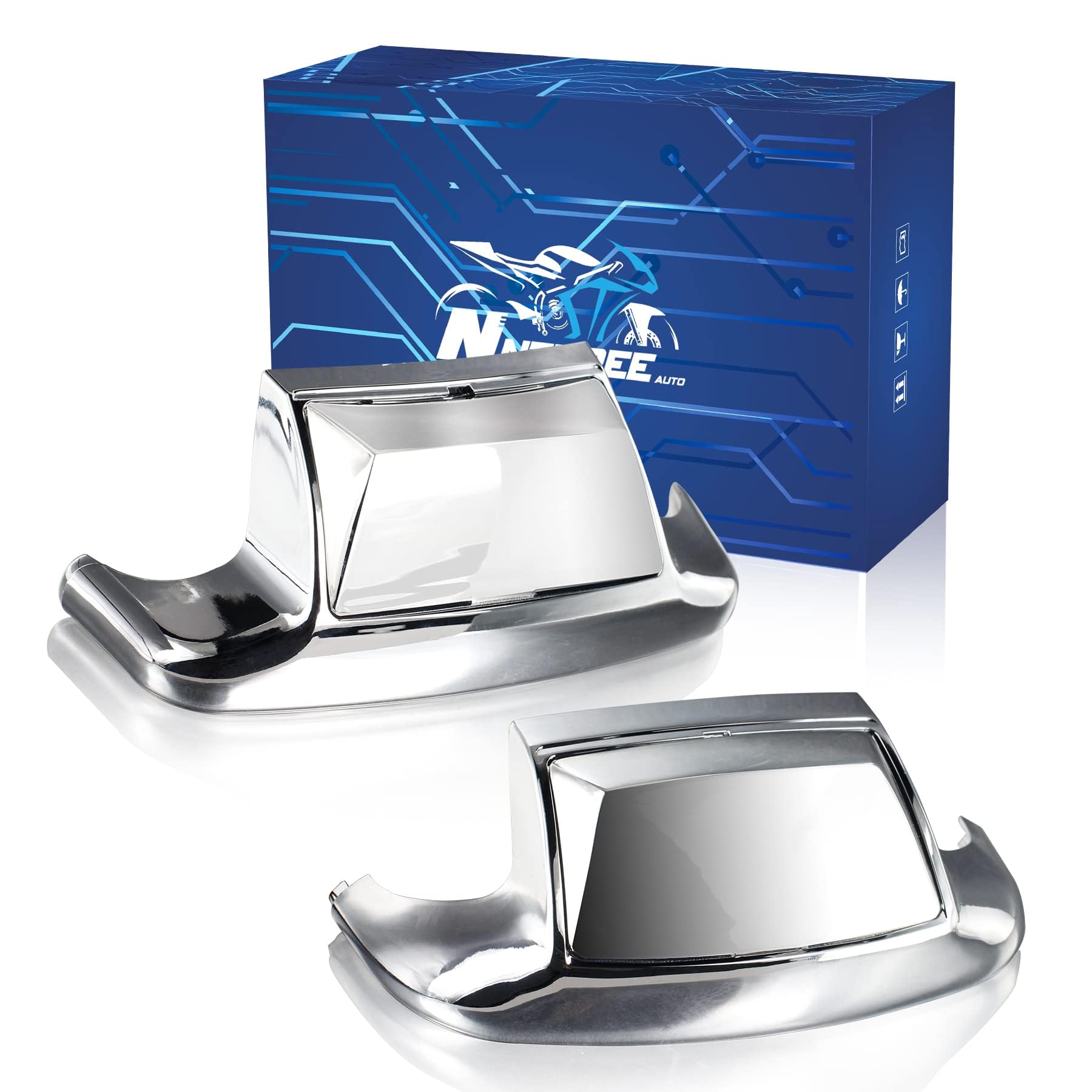 NTHREEAUTO LED Fender Lights for Harley Touring - Chrome, Model FBAN3MP25024, Front & Rear, Compatible with Road King, Electra Glide, Softail