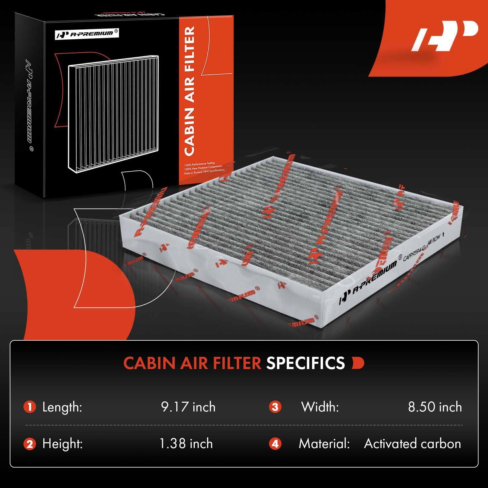 A-Premium Cabin Air Filter with Activated Carbon Compatible with Hyundai Elantra, Ioniq 5, Santa Fe, Sonata, Tucson & Kia K5, 20