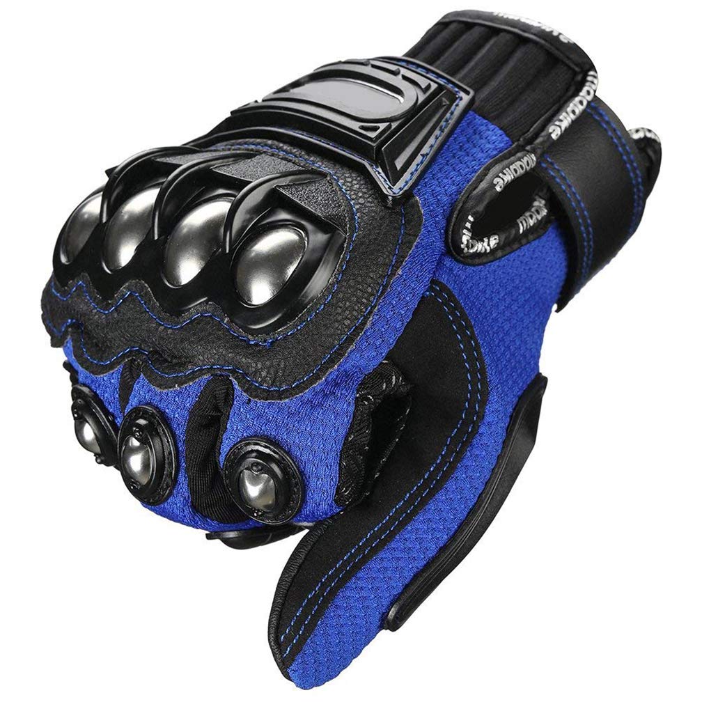 Steel Outdoor Knuckle Motorcycle Motorbike Powersports Safety Gloves (Xx-Large, Blue)