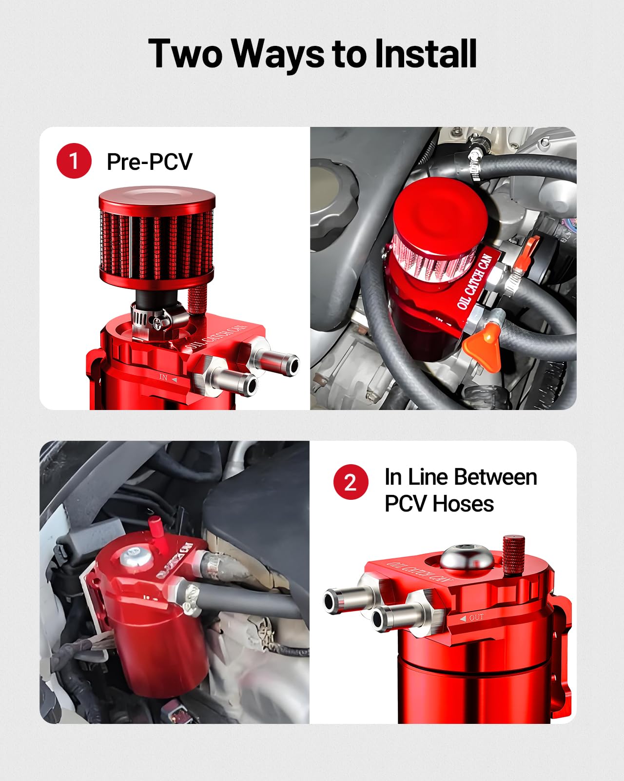 EVIL ENERGY Baffled Oil Catch Can - 300ml Aluminum with Breather Filter, Red