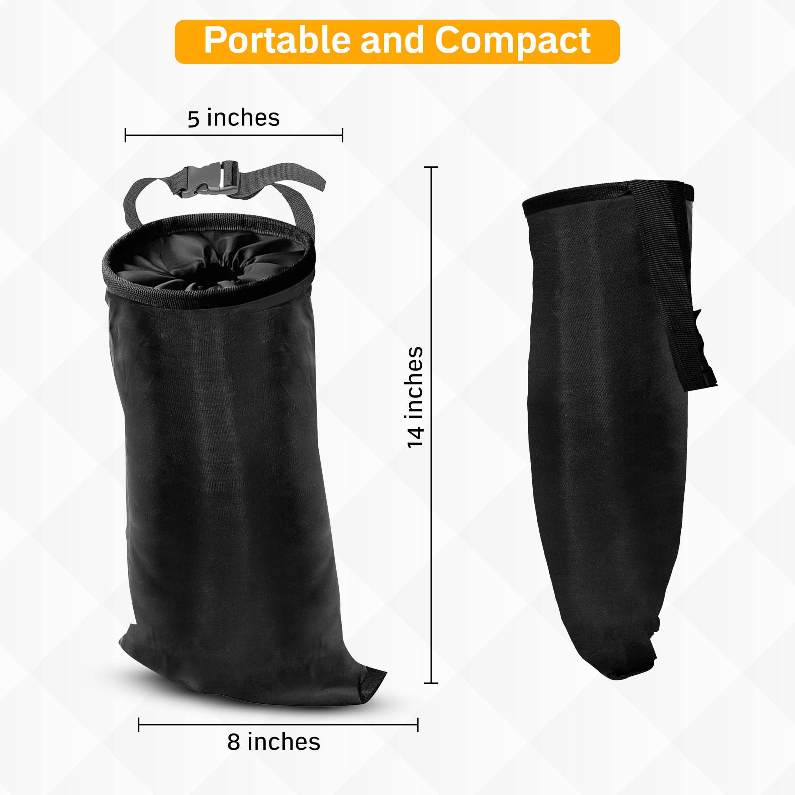 Econour 2 Pack Car Trash Bag | Washable Back Seat Hanging Bag With Elastic Opening & Easy Mount | Garbage Can With Waterproof Ox