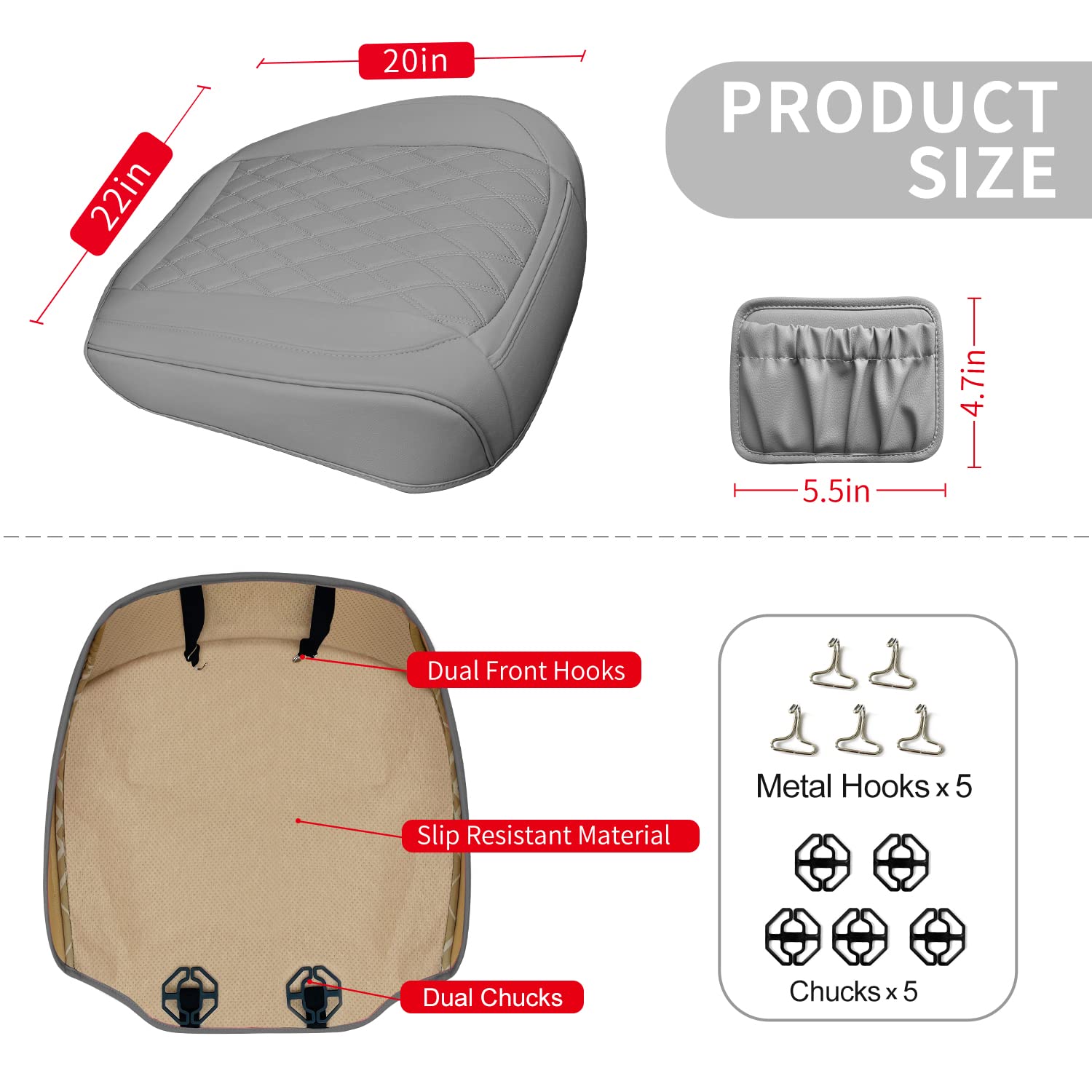2 Pack Pu Leather Front Car Seat Cover Bottom Car Seat, Anti-Slip And Full Wrap Driver Car Seat Protectors With Storage Pocket,