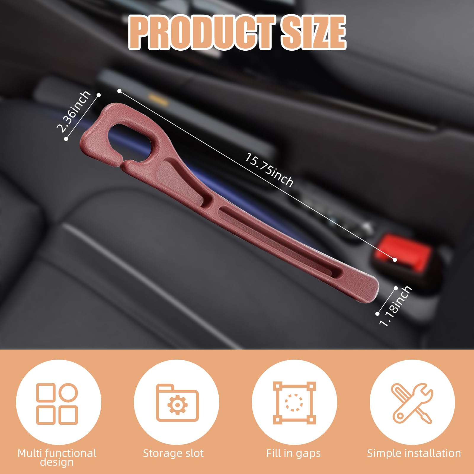 FFKQBH No Drop Seat Guard, Car Seat Side Gap Filler, Drop seat Gap fillers Between Seat and Console Stop Things from Dropping (R