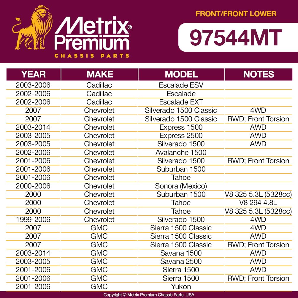 Metrix Premium Chassis Parts - 4 Pc Front L/R Lower Control Arm & Front L/R Sway Bar Stabilizer End Link Kit Fits 02-06 Cadillac