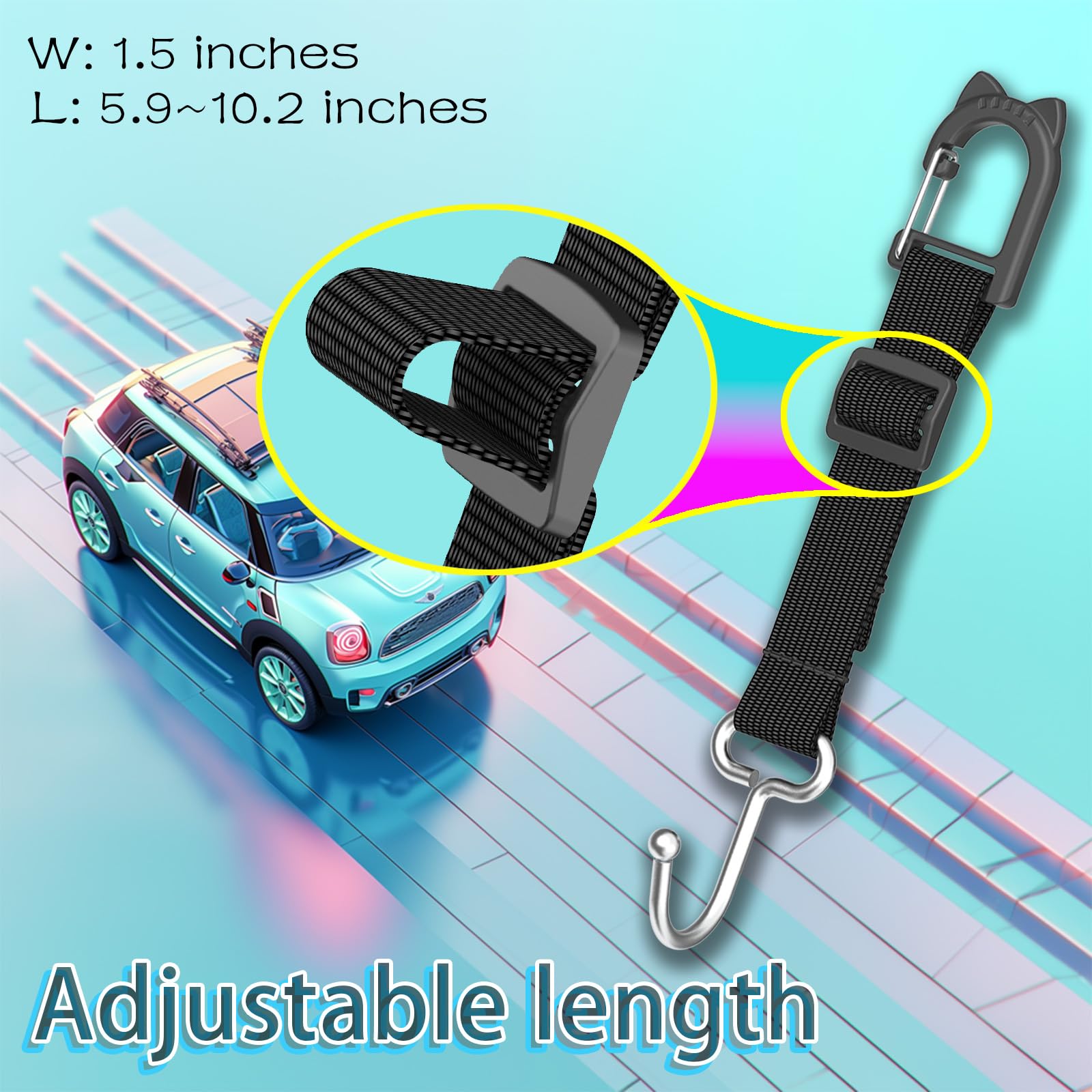 Quidaoso Headrest Hooks For Car, Car Seat Hooks, Car Bag Hooks, Adjustable Heavy Duty Metal Utility Seat Hooks, Car Accessory Or