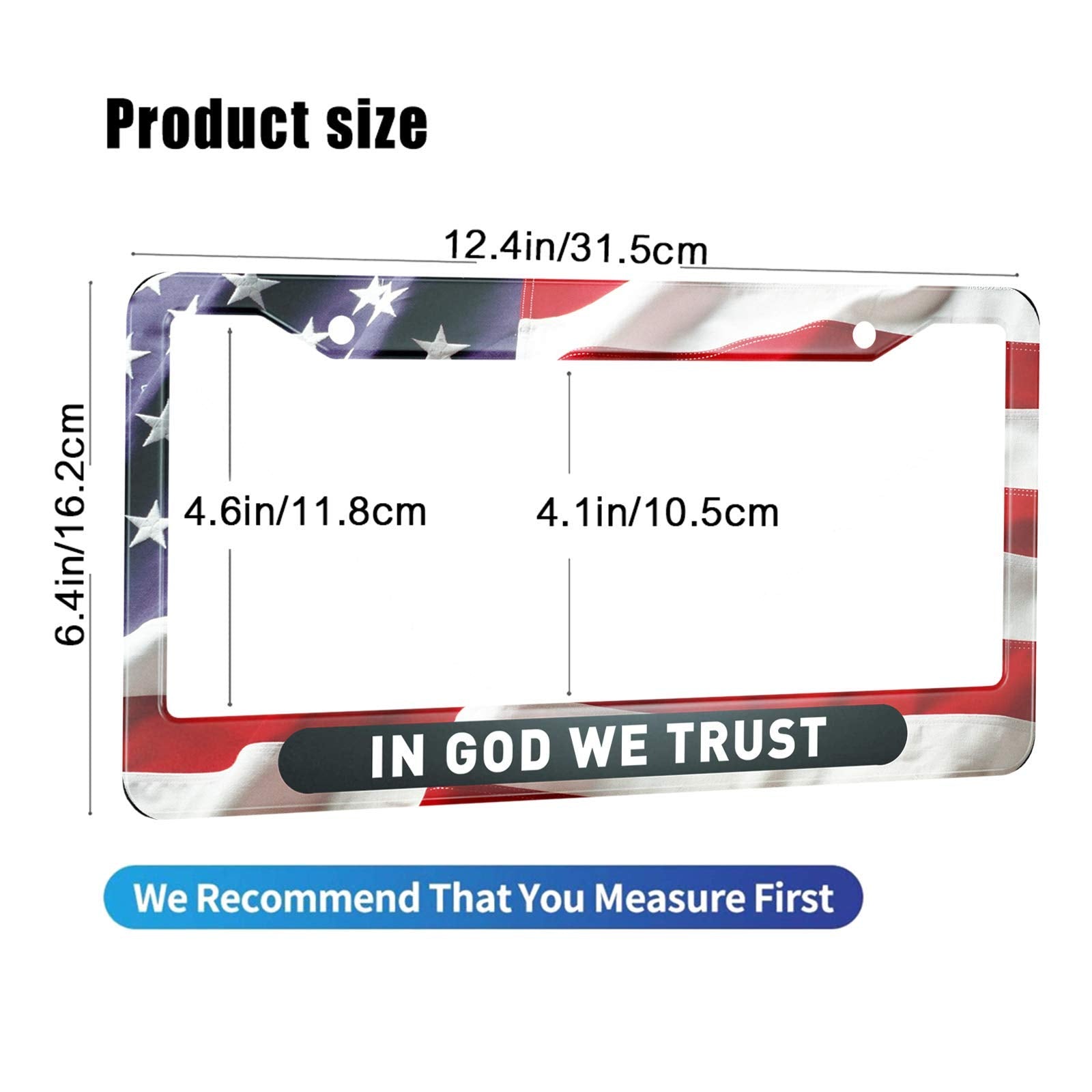 HOSNYE American Flag License Plate Frame in God We Trust Metal License Plate Cover Front Plates Frames Car Tag Frame for Women M