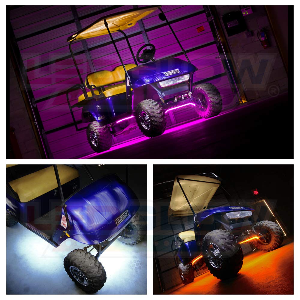 LEDGlow 4pc Multi-Color LED Golf Cart Underglow Lighting Kit - Water Resistant Flexible Tubes for EZGO, Yamaha, Club Car