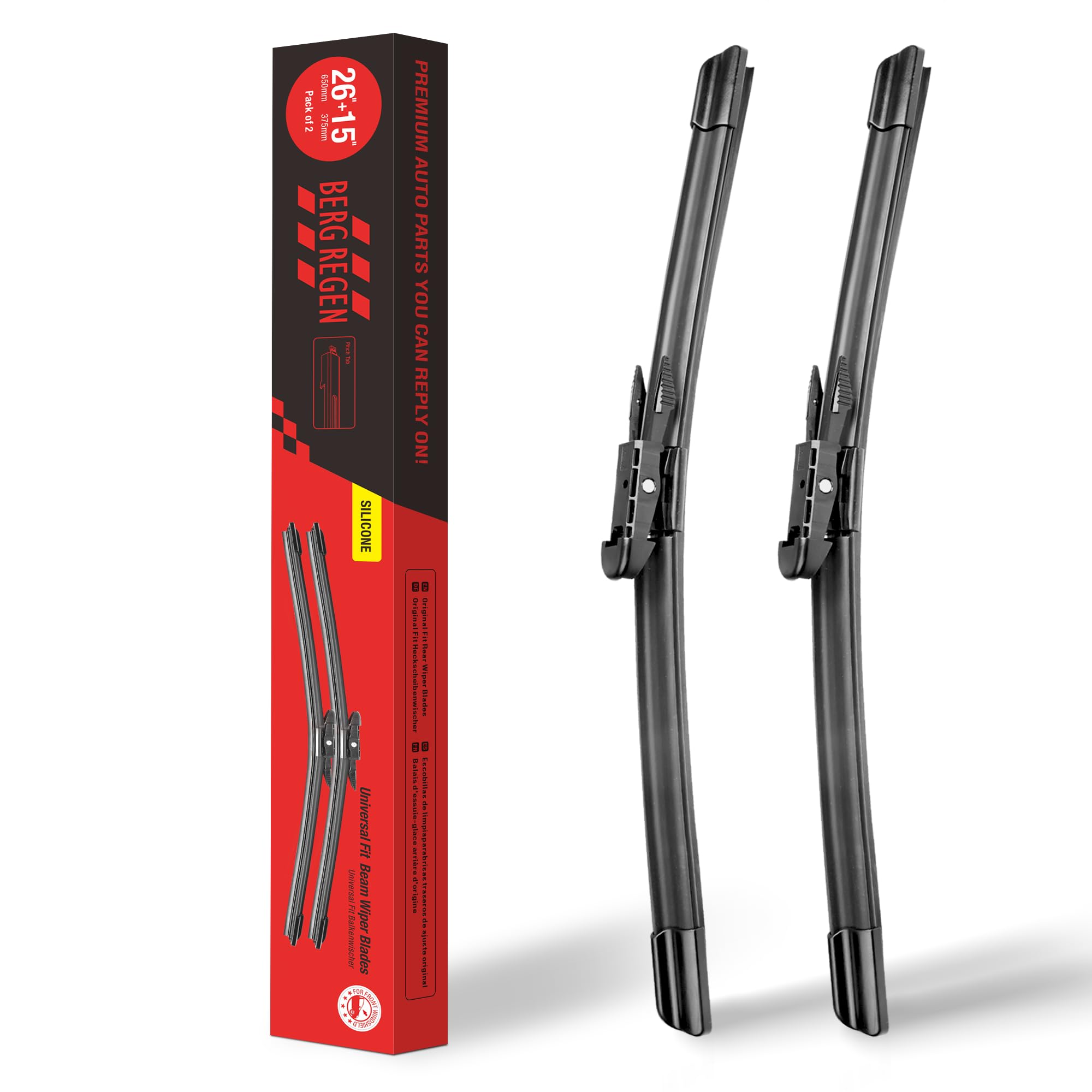 Berg Regen 26''+15'' Silicone Windshield Wiper Blades Replacement For Chevy Chevrolet Sonic 2020 2019 2018 2017 2016 2015 2014 2