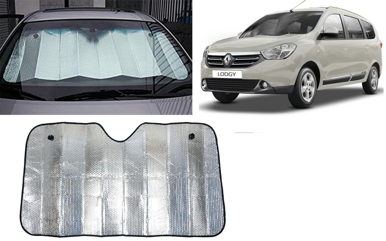 Auto Pearl Collapsible Mesh Foldable Auto Front/Rear Window Sun Shade Car Windshield for Renault Lodgy, 130 * 60 Cm_Silver
