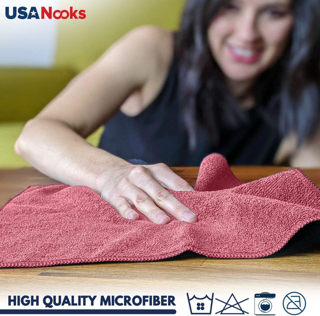 Usanooks Microfiber Cleaning Cloth - 12Pcs (16X16 Inch) High Performance - 1200 Washes, Ultra Absorbent Towels For Cars Weave Gr