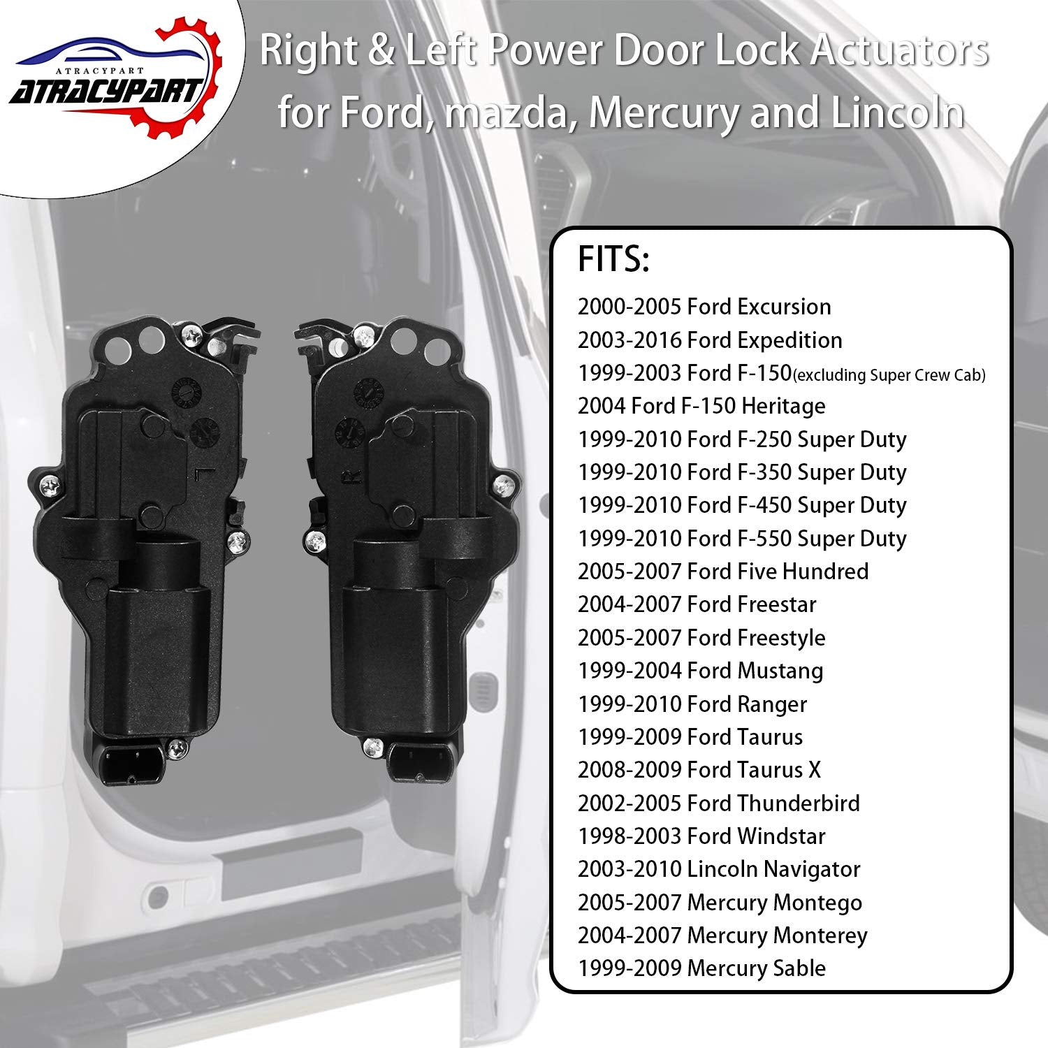 Power Door Lock Actuators Kit Left & Right Side | for Ford F150 F250 F350 F450 Excursion Expedition Mustang & More | Replaces# 6