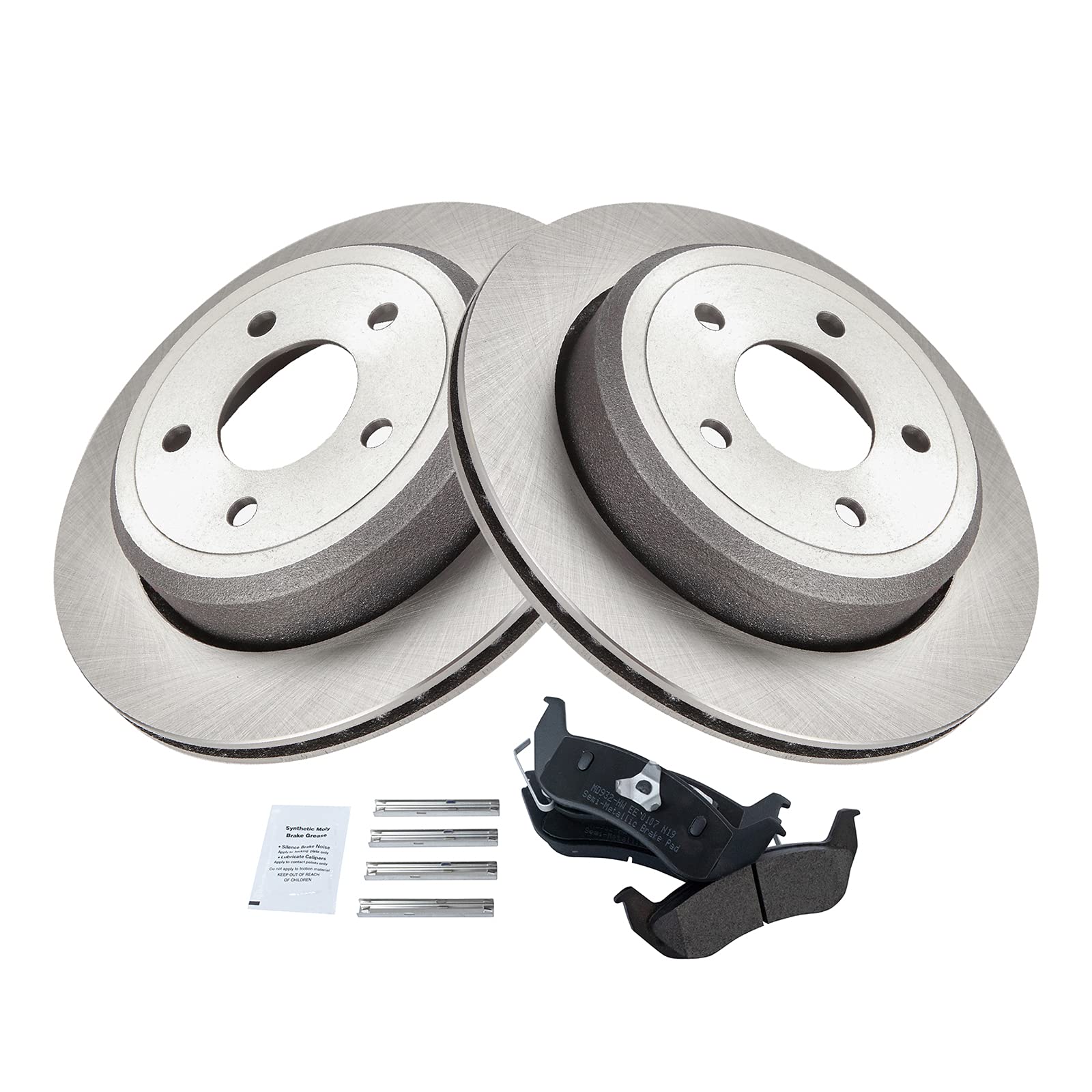 Trq Rear Brake Pad & Rotor Kit Brake Pads Brake Rotor Semi-Metallic Compatible With 2003-2011 Ford Crown Victoria Mercury Grand