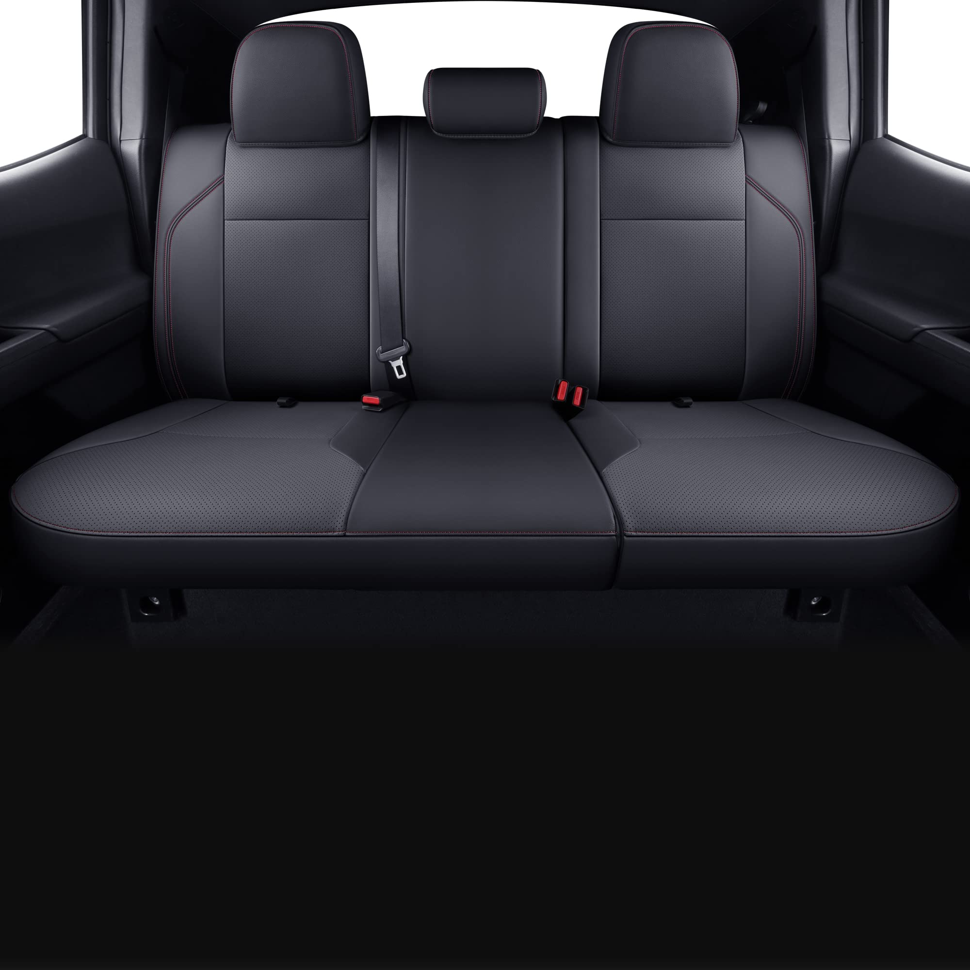 Luckyman Club Tacoma Custom Fit Seat Covers For 2016-2023 Tacoma Crew Cab With Faux Leather (Black & Red)