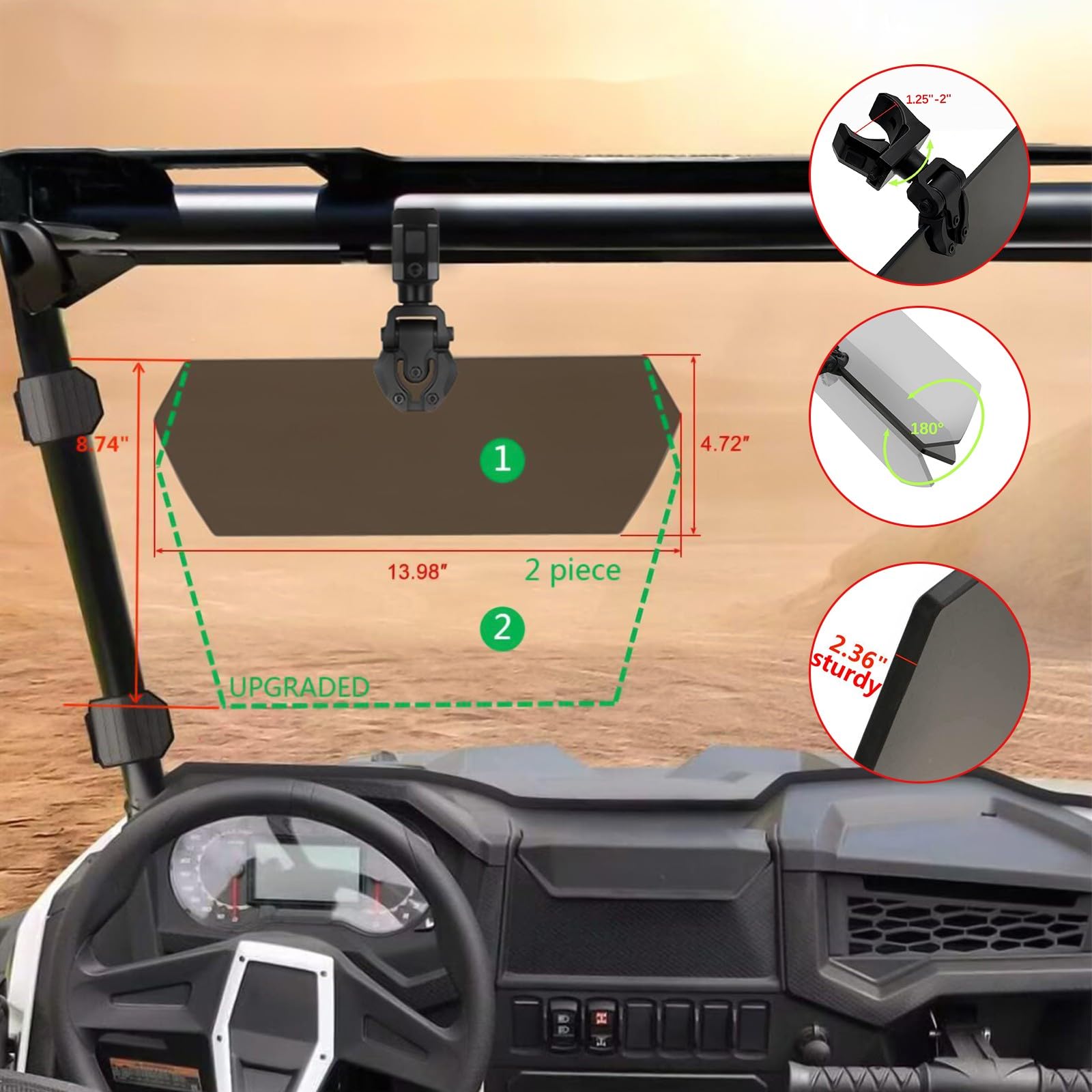 Upgrade Utv Sun Visor Freeagain Fit For Polaris Ranger Rzr 1000 Xp Ranger General Turbo Can Am Defender Maverick X3 Kawasaki Mul