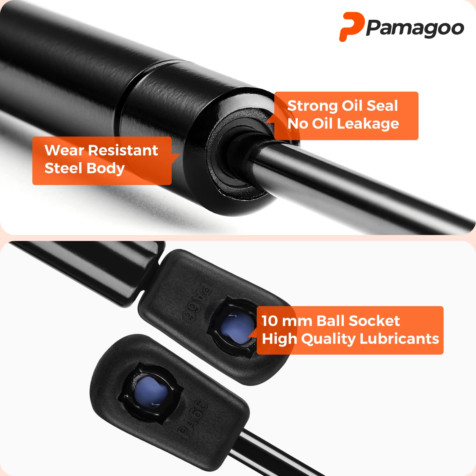 Pamagoo C16-06389 14 Inch Gas Strut 24 Lb 107 N Per Prop, Gas Spring Shock Lift Support For Leer Camper Shell Shock Truck Topper Rear Window Weatherguard Tool Box Cabinet Lid(2 Pack)