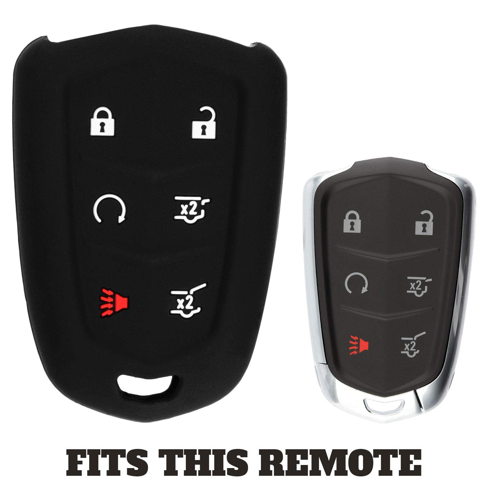 Keyguardz Keyless Entry Remote Car Smart Key Fob Shell Cover Soft Rubber Case For Cadillac Escalade Hyq2Ab (Pack Of 2)