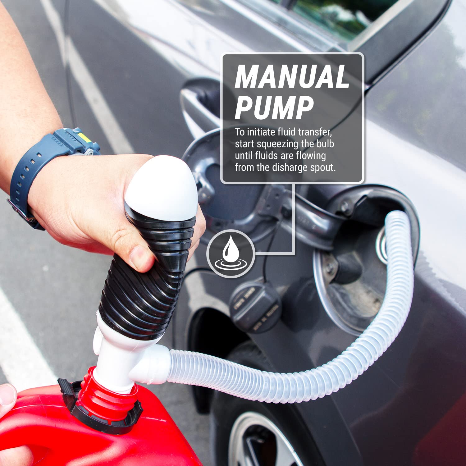 Tera Pump - Manual, Portable Siphon Pumps Up To 12 Liter Per Minute - Multiuse Patented Suction Tube Can Be Set Straight (Rigid)