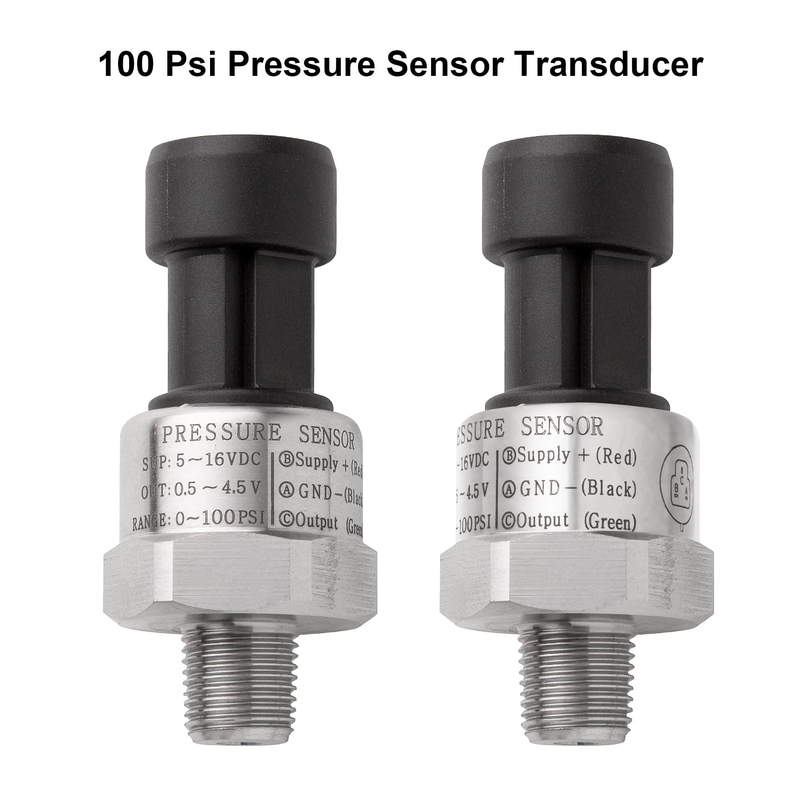 Ronybuy 100 Psi Oil Fuel Pressure Sensor Transducer 1/8" NPT, 316 Stainless Steel, Kit for Fuel, Oil, Air, Water