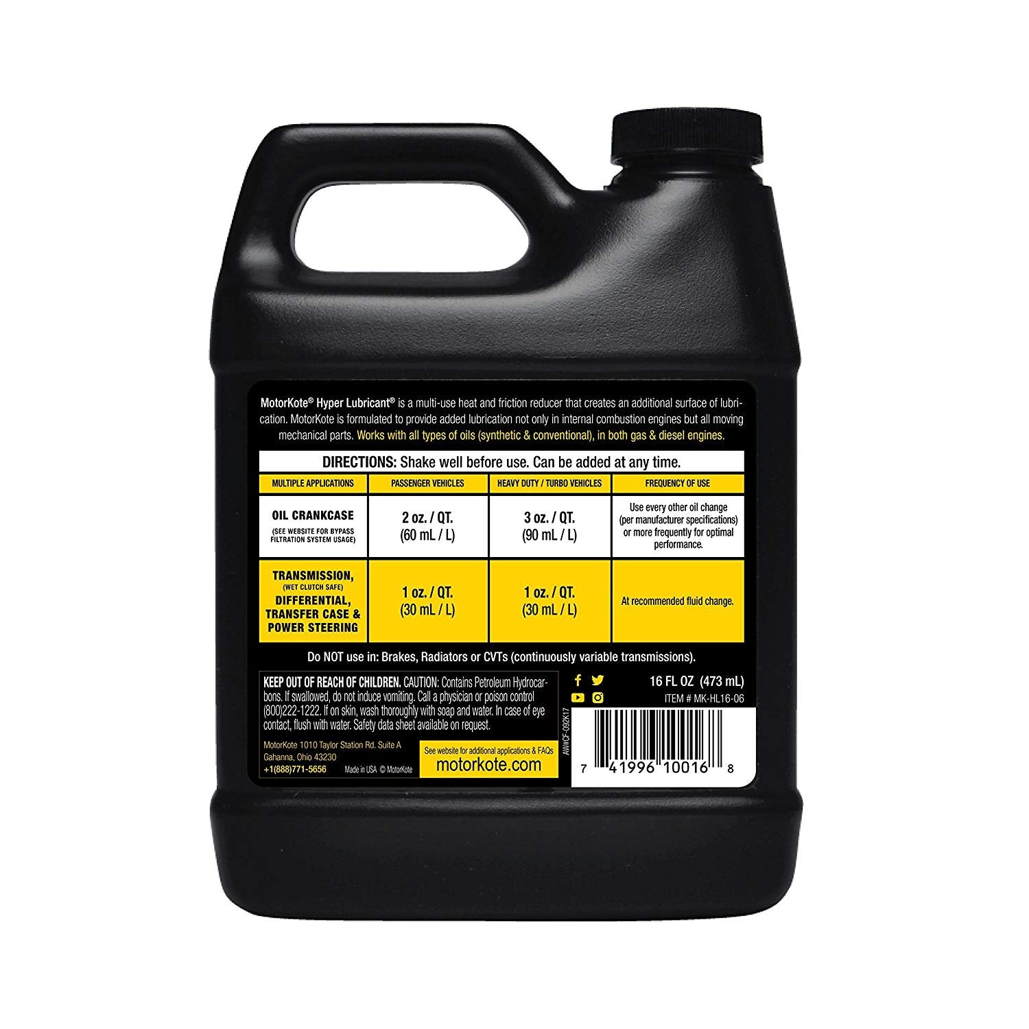 Motorkote Heavy Duty Hyper Lubricant, 16-Ounce, 6-Pack, Model MK-HL16-06-6PK