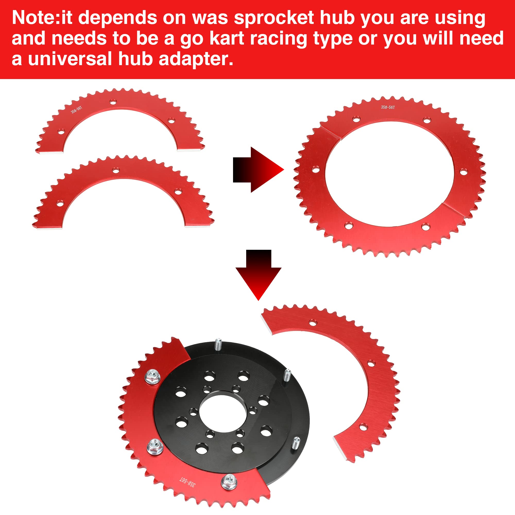 Grehua #35 Chain 56 Tooth Split Sprocket For Predator 212Cc 196Cc 6.5Hp 7.0Hp Coleman Ct200U Bt200X Ct100U Trailmaster Mb200 Meg
