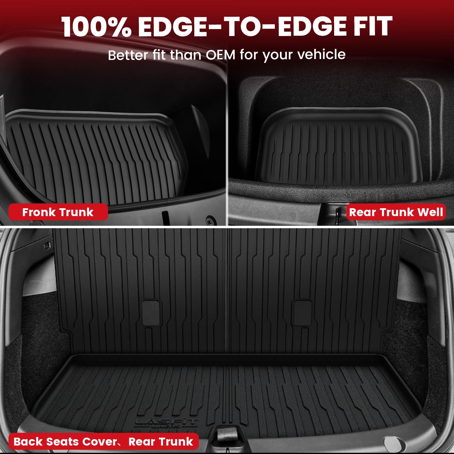 Lasfit 9Pcs Premium Extra Thick Floor Mats For Tesla Model Y 7 Seater 2025/2024/2023/2022/2021/2020 | Tpe All Weather Custom Fit