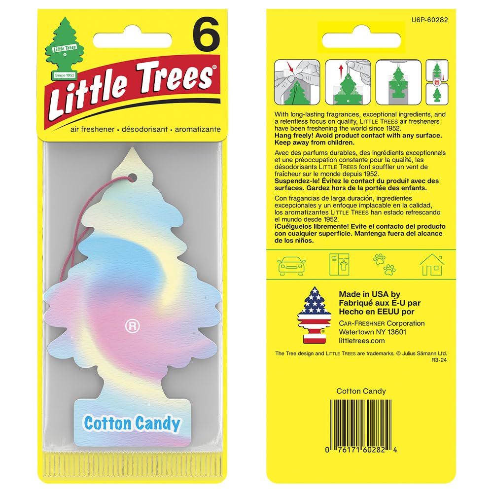 Little Trees Air Fresheners Car Air Freshener. Hanging Tree Provides Long Lasting Scent For Auto Or Home. Cotton Candy, 24 Air F