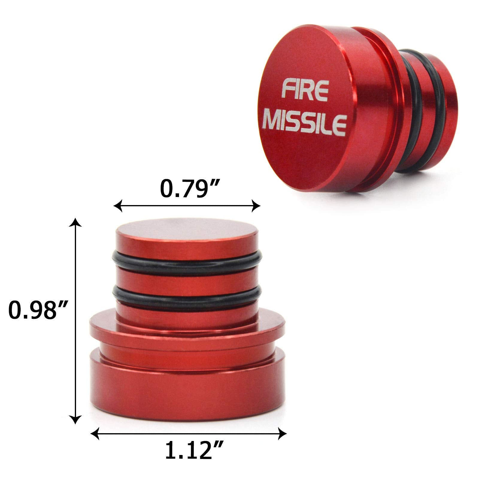 Fire Missile+Eject Billet Aluminum Cigarette Lighter Plug Cover - Fits All Vehicles With Standard 12 Volt Power Source